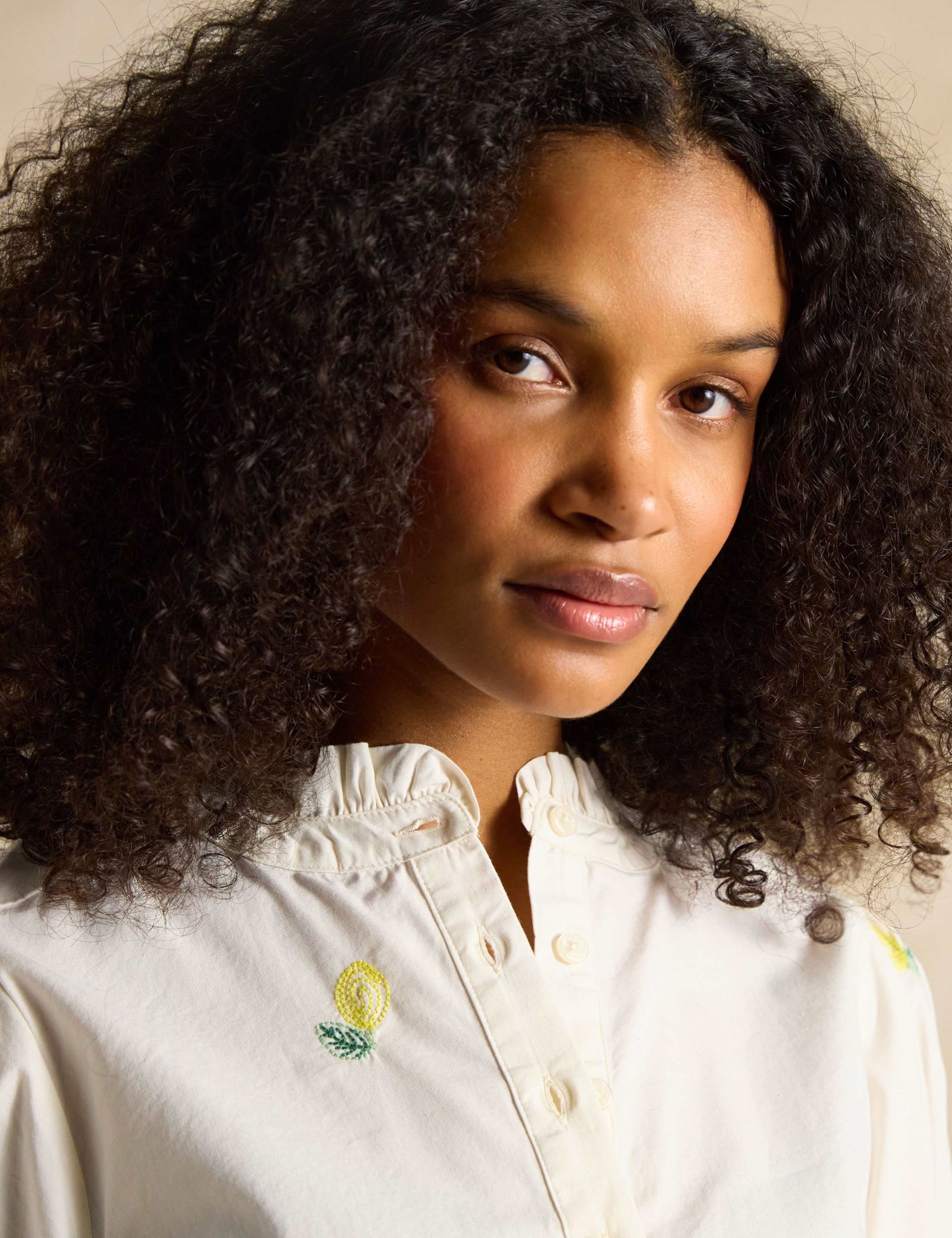 Pure Cotton Embroidered Puff Sleeve Blouse 6 of 6