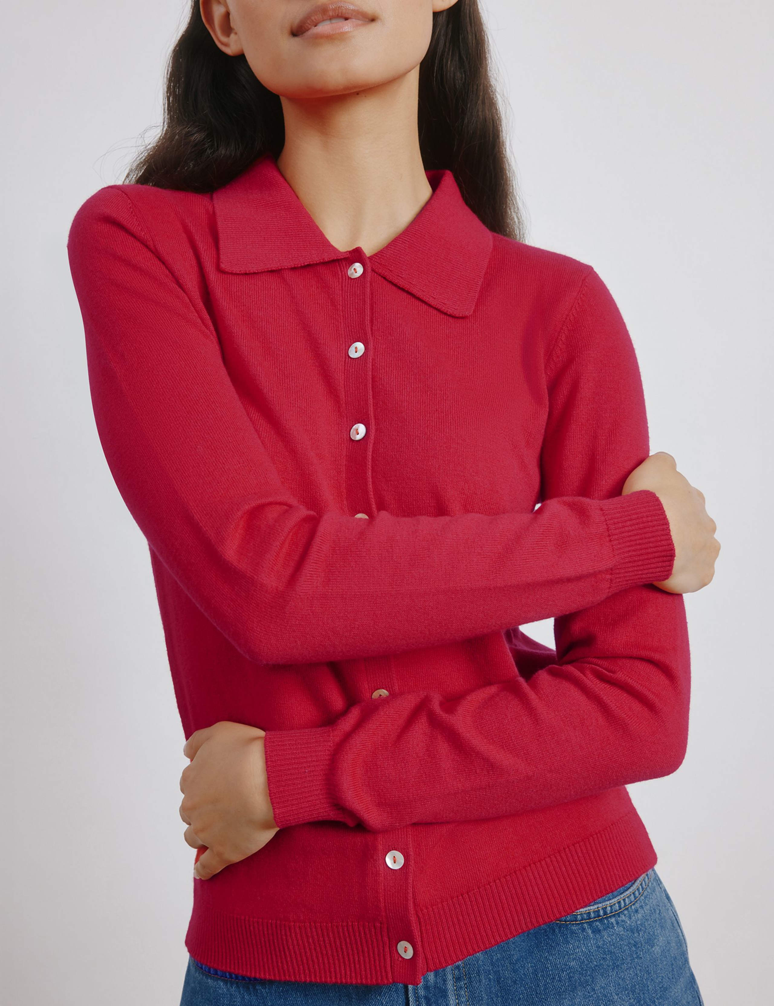 Cotton Blend Button Through Cardigan with Wool 4 of 5