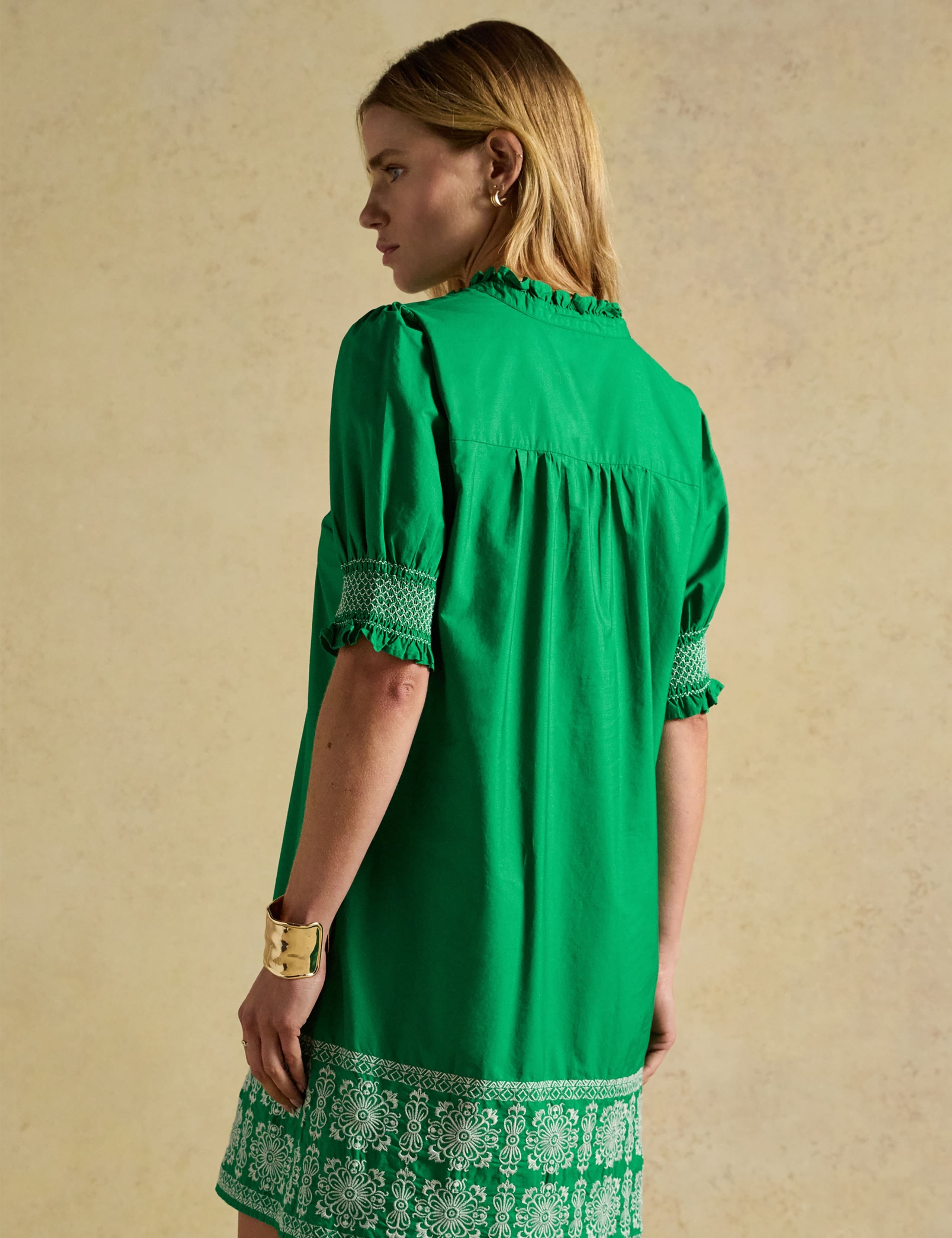 Pure Cotton Broderie V-Neck Mini Shift Dress 5 of 8