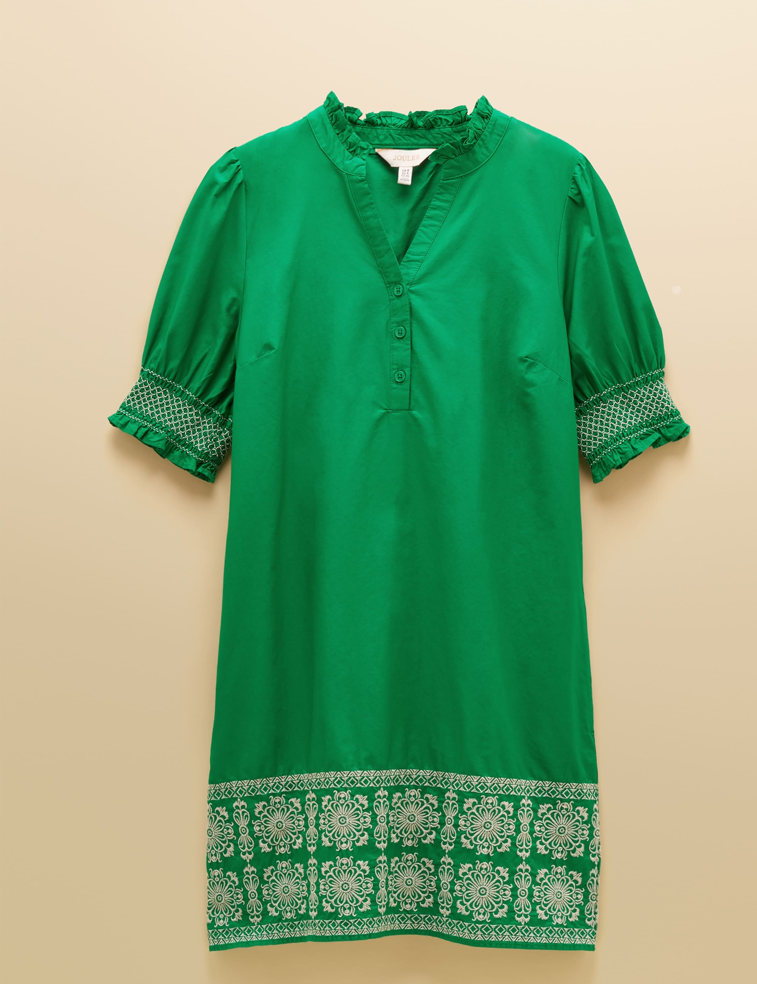 Pure Cotton Broderie V-Neck Mini Shift Dress 2 of 8