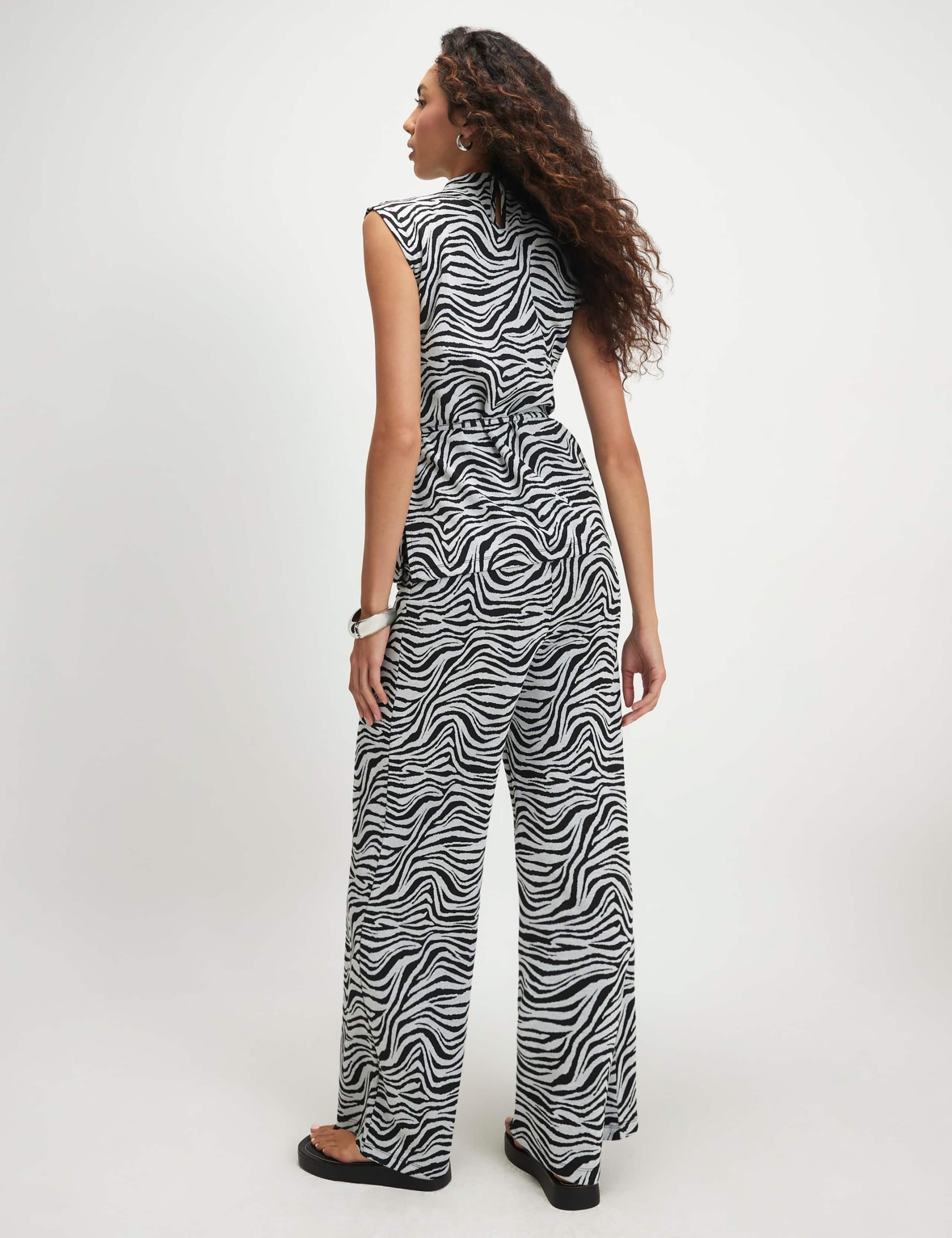 Pure Cotton Zebra Print Wide Leg Trousers 4 of 4
