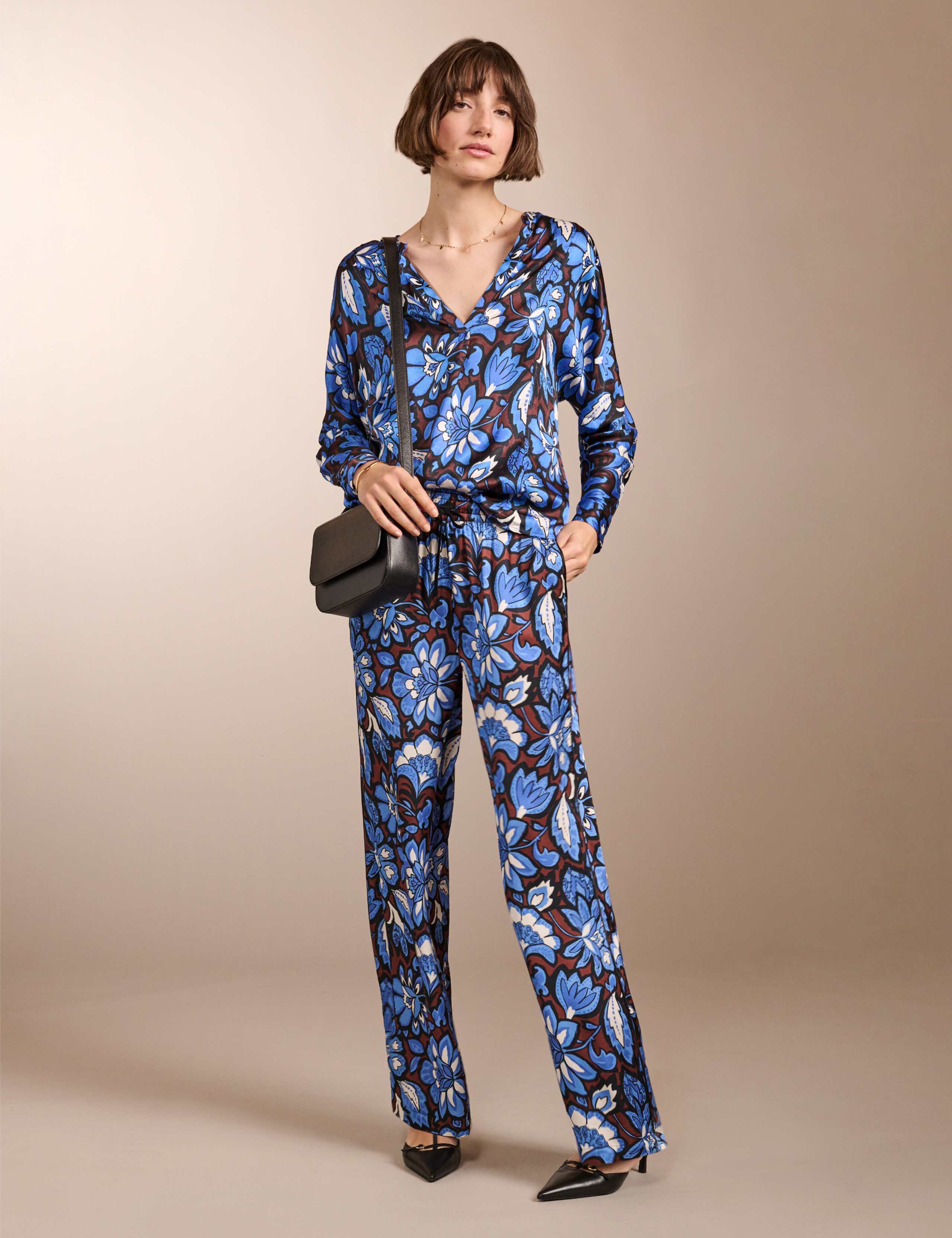 Floral Elasticated Waist Wide Leg Trousers 3 of 5