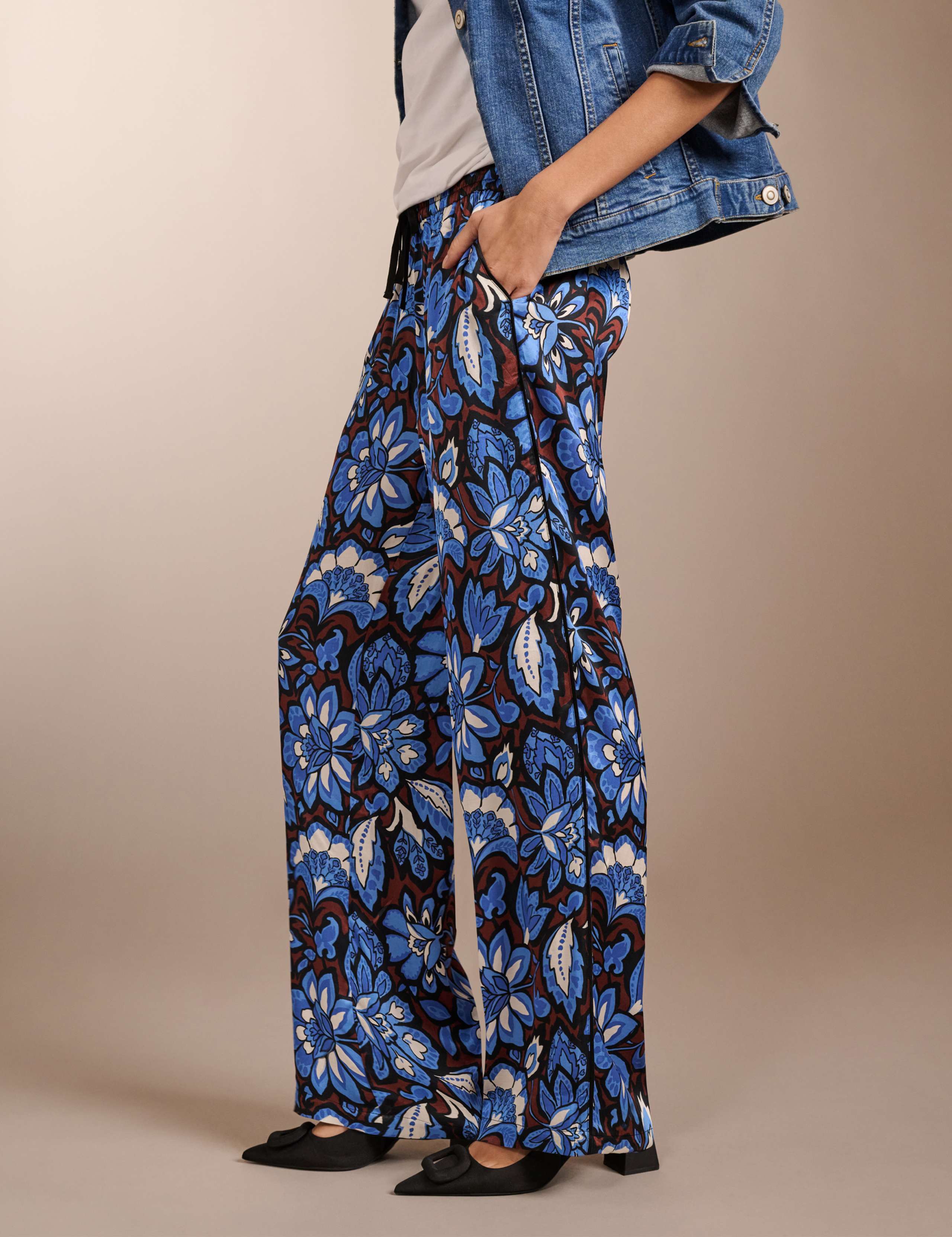 Floral Elasticated Waist Wide Leg Trousers 4 of 5
