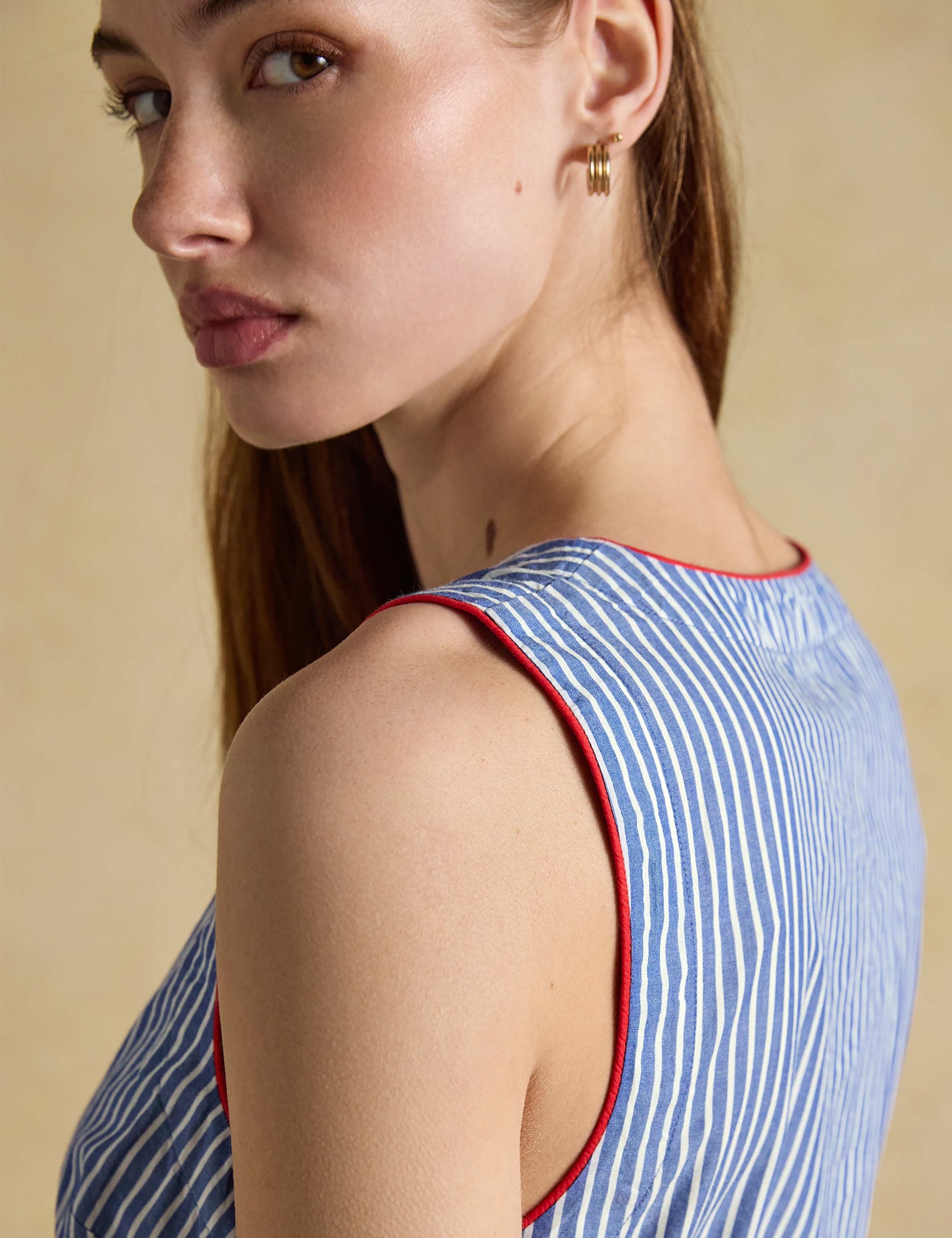 Pure Cotton Striped Midi Waisted Dress 6 of 8
