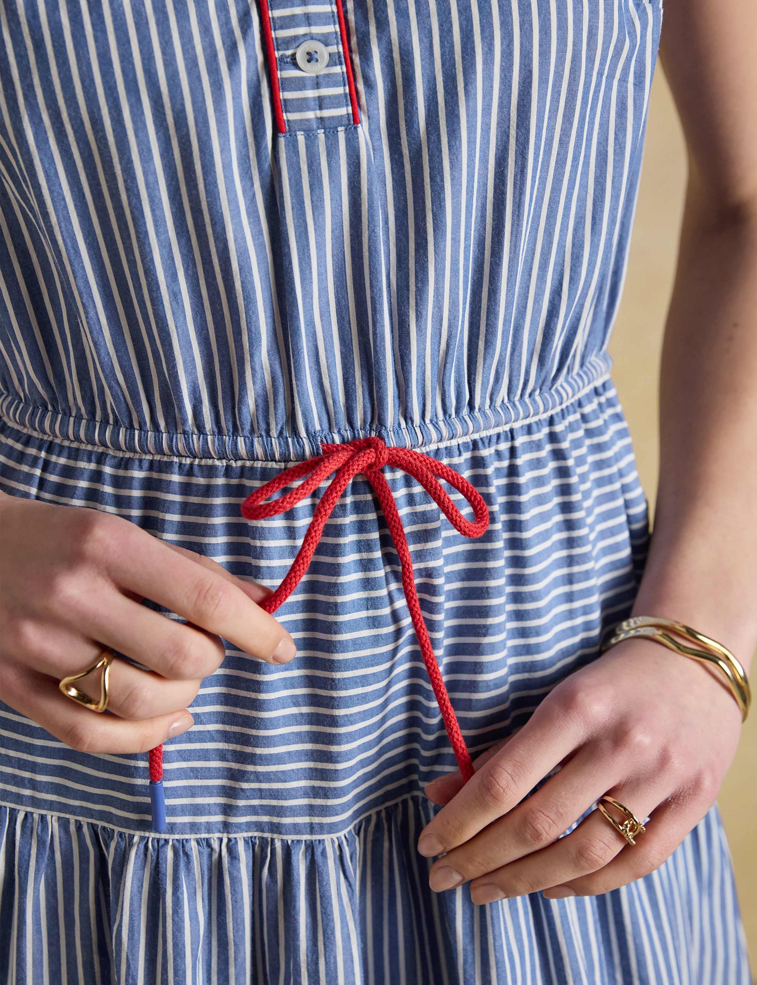 Pure Cotton Striped Midi Waisted Dress 7 of 8