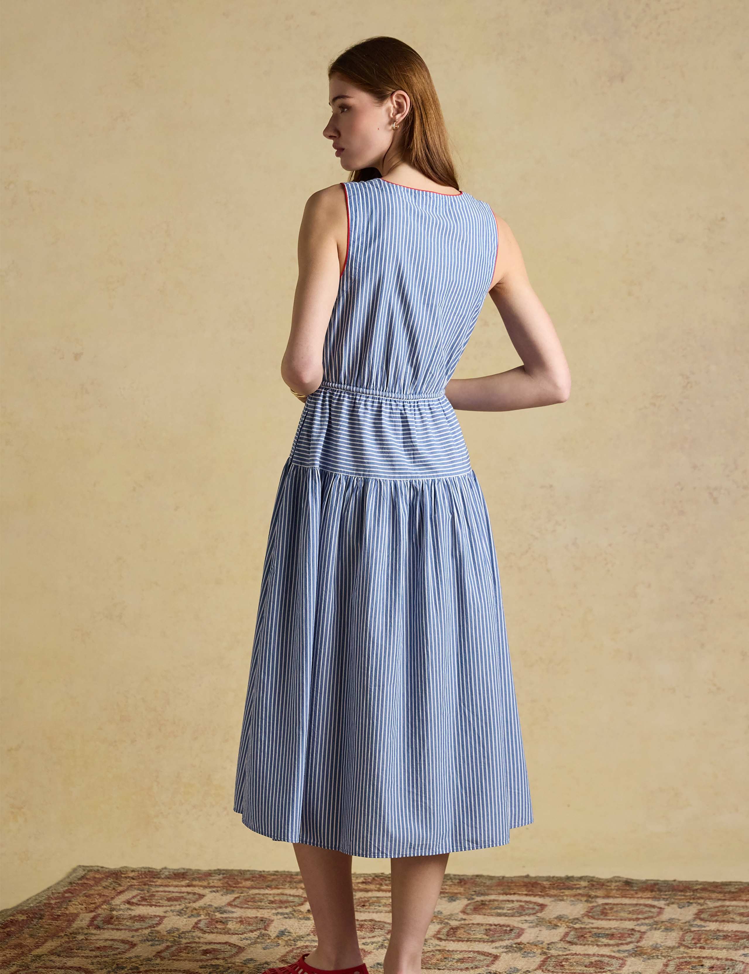 Pure Cotton Striped Midi Waisted Dress 8 of 8