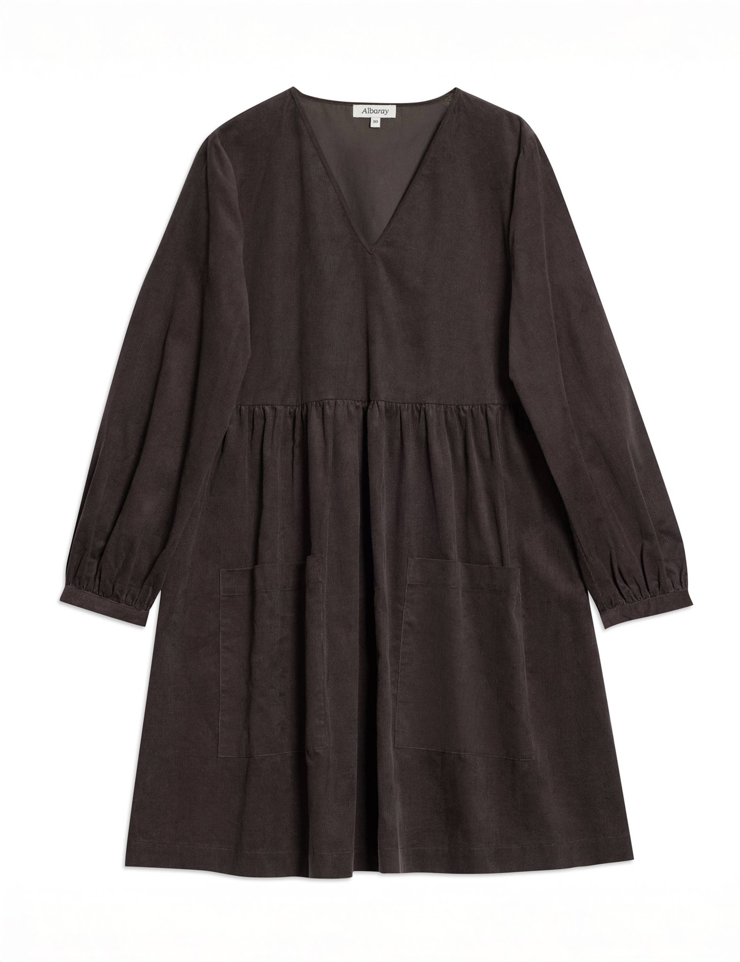 Pure Cotton Cord V-Neck Mini Smock Dress 2 of 4