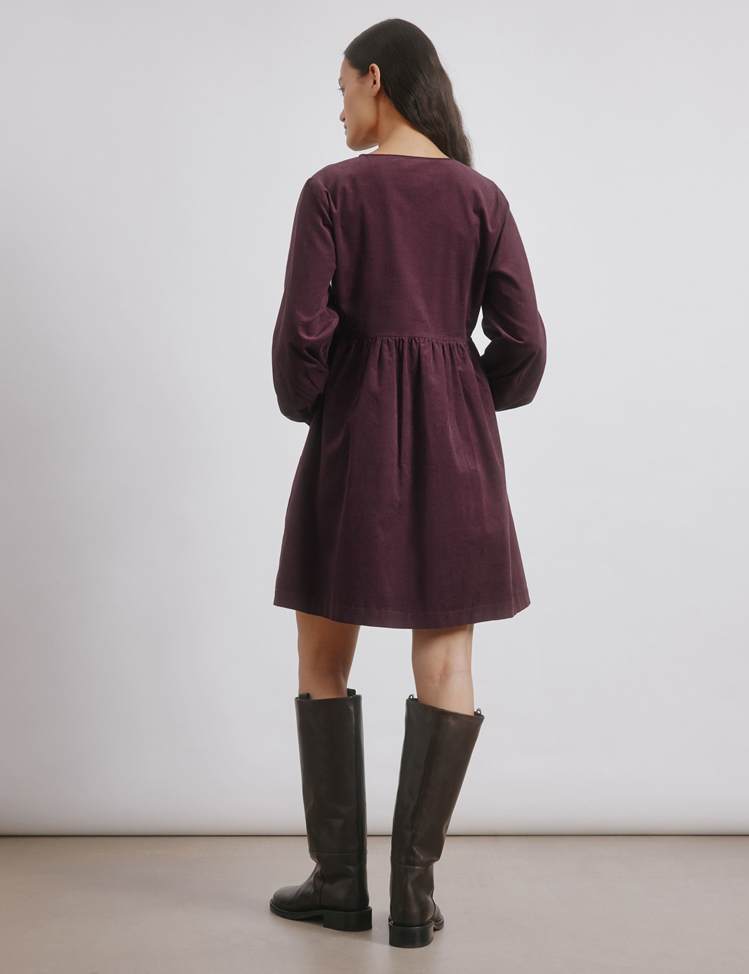 Pure Cotton Cord V-Neck Mini Smock Dress 4 of 5