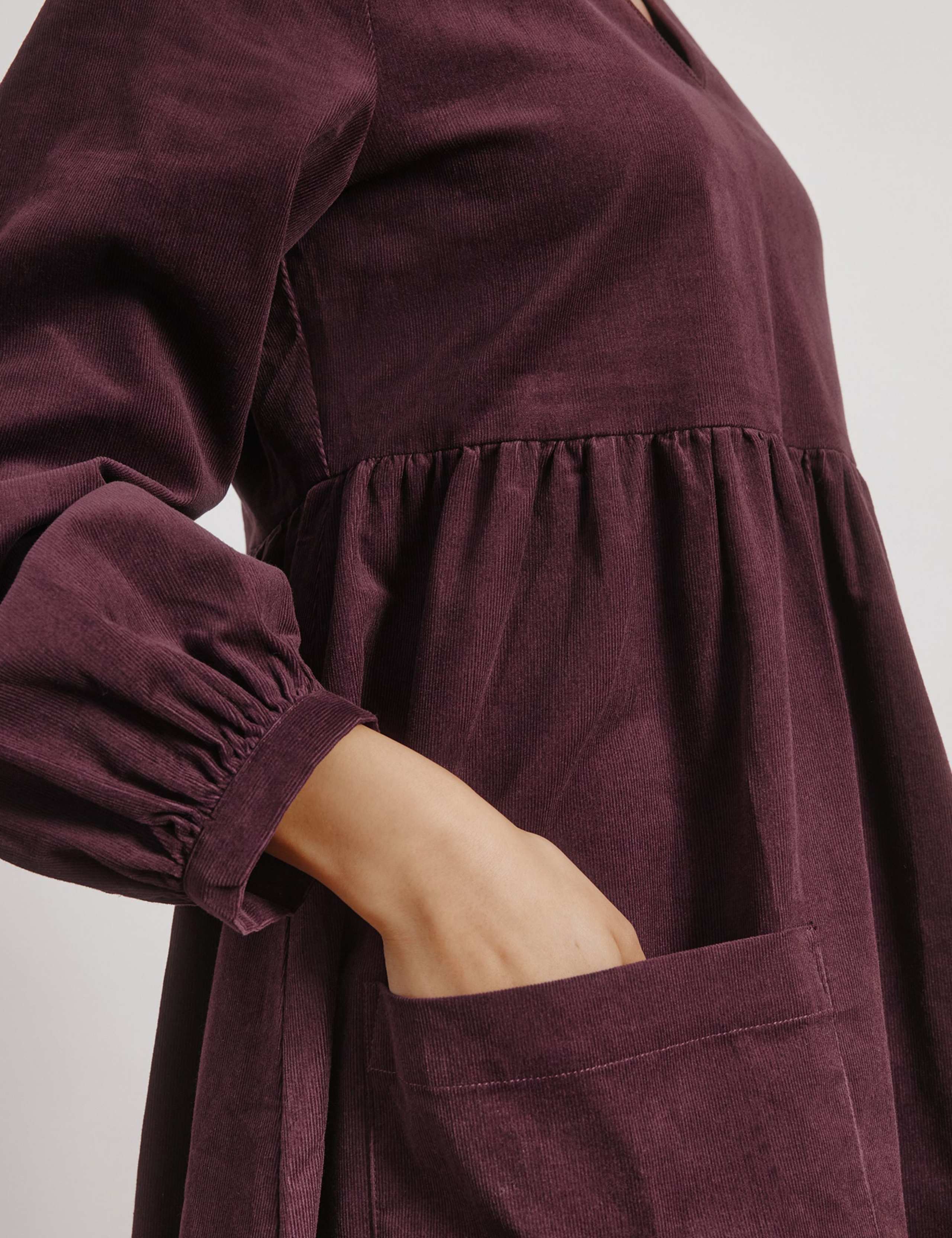 Pure Cotton Cord V-Neck Mini Smock Dress 5 of 5