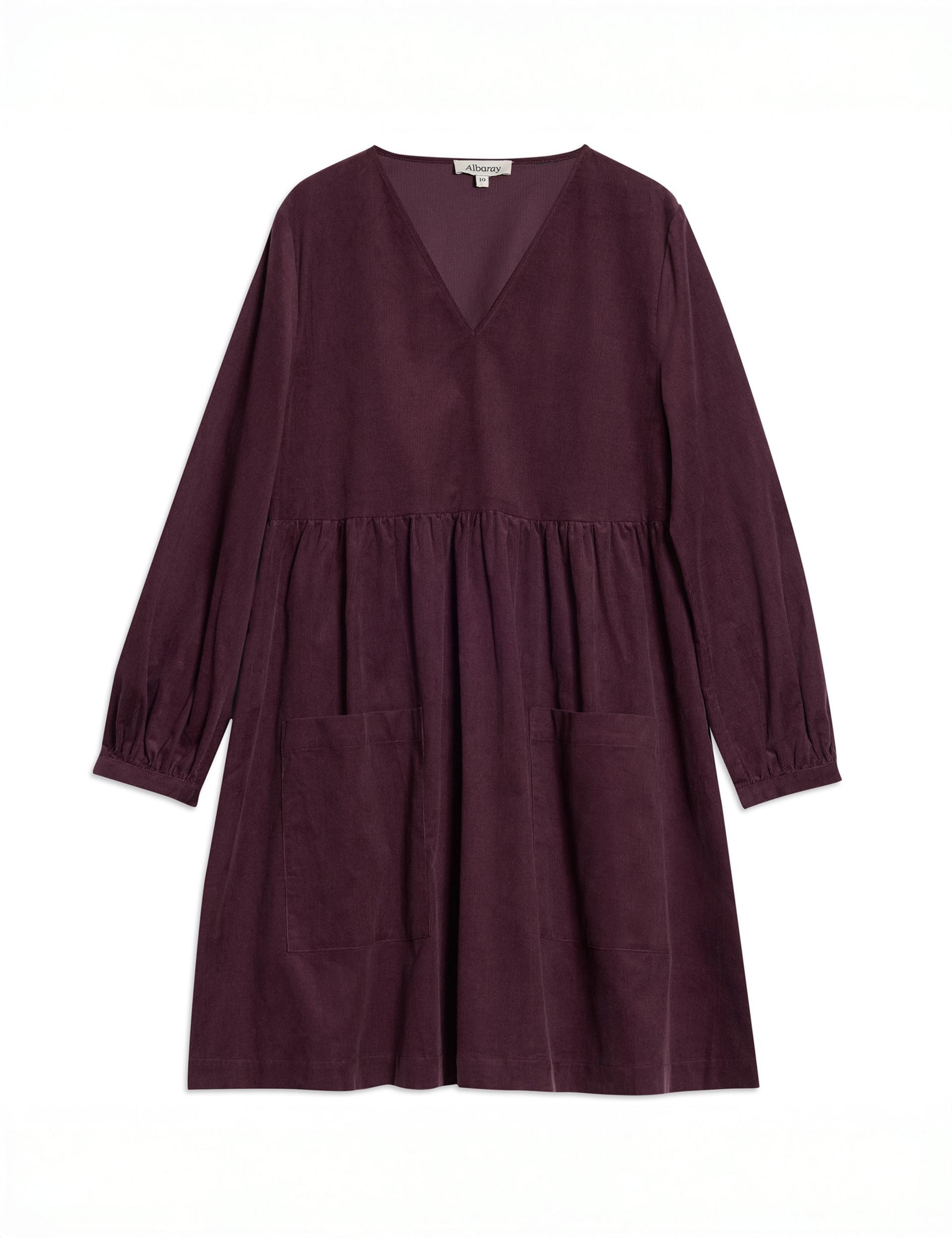 Pure Cotton Cord V-Neck Mini Smock Dress 2 of 5