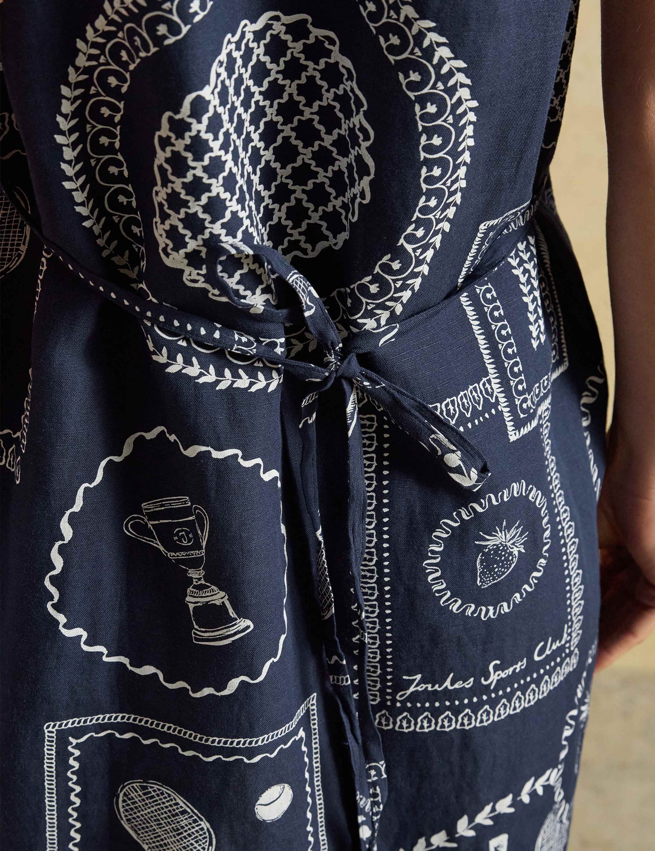 Linen Blend Printed V-Neck Mini Shift Dress 7 of 7