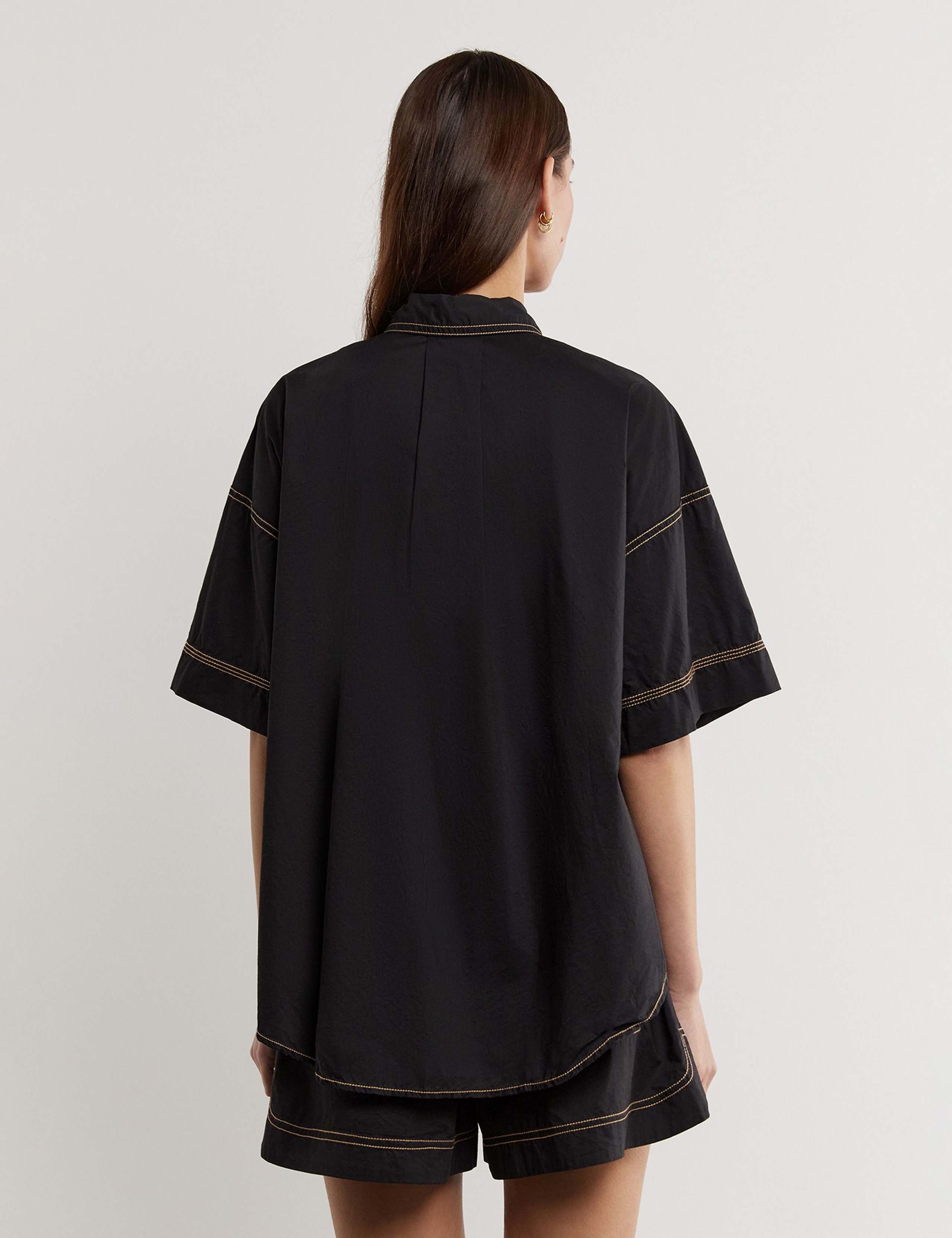 Pure Cotton Stitch Detail Relaxed Shirt 4 of 4