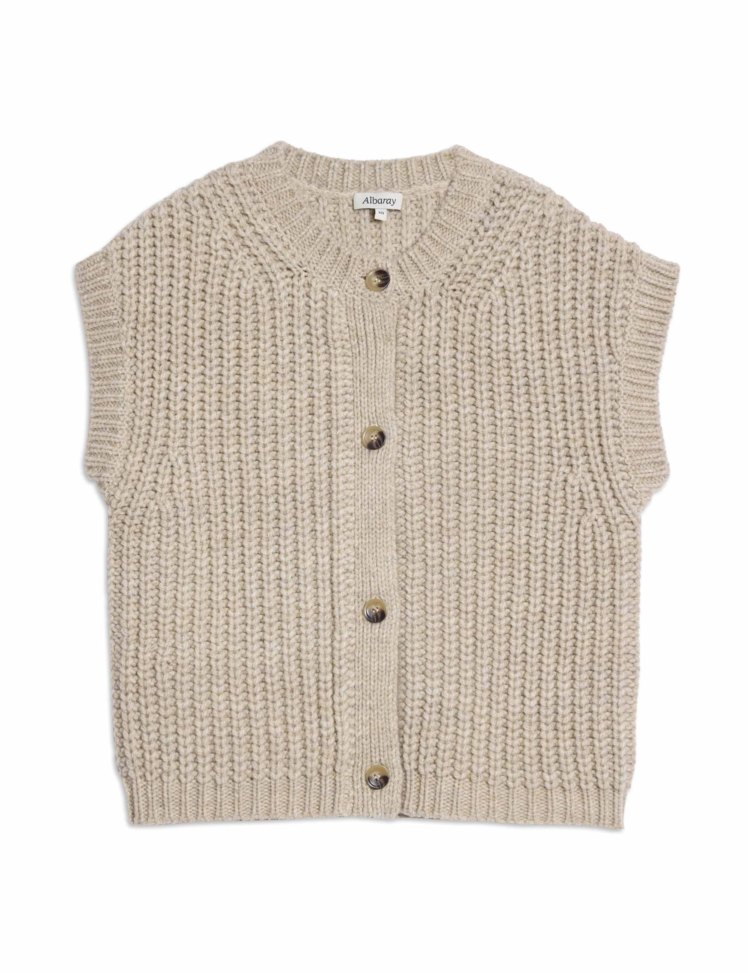 Wool Blend Button Front Knitted Waistcoat 2 of 5