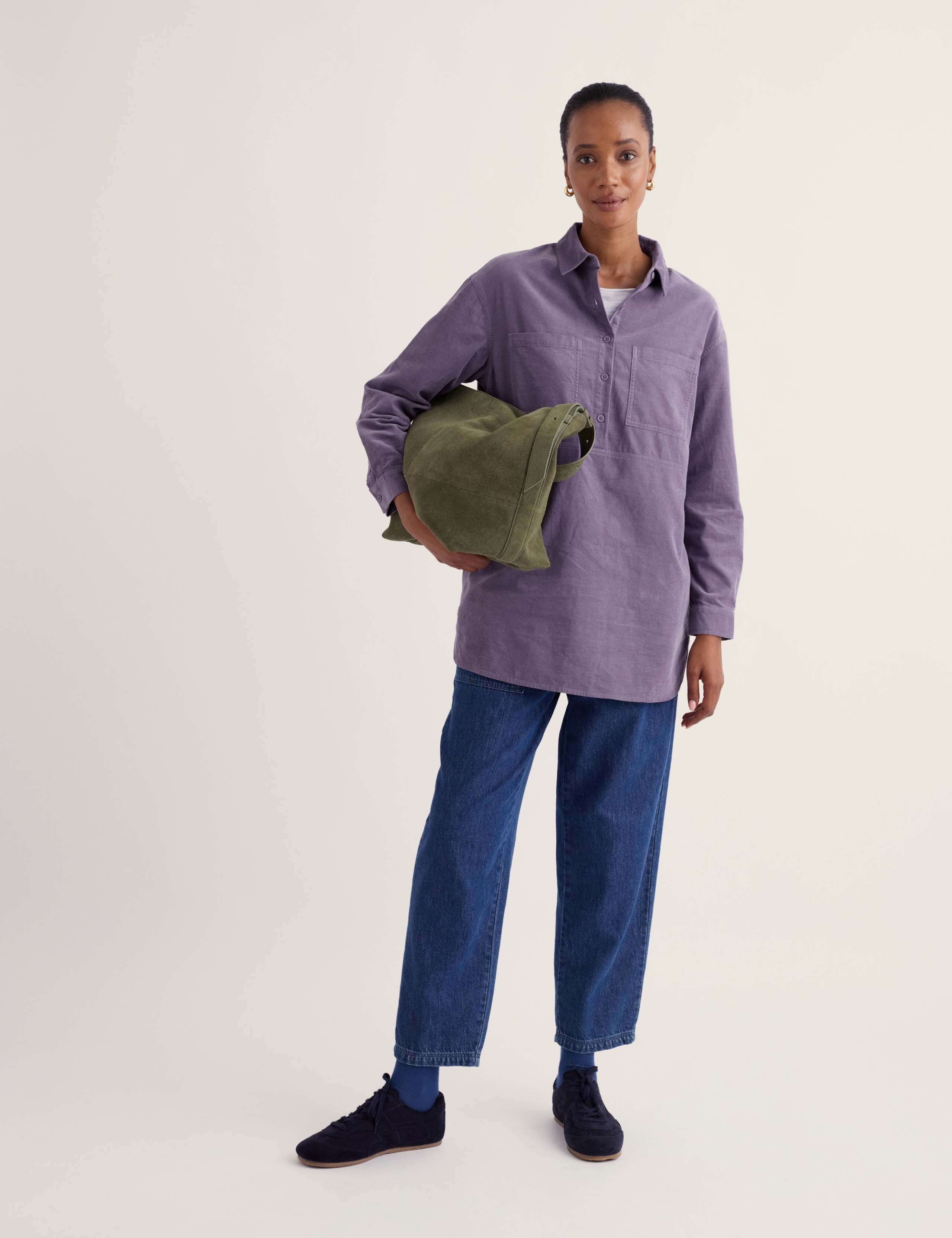 Pure Cotton Cord Oversized Collared Tunic 4 of 5