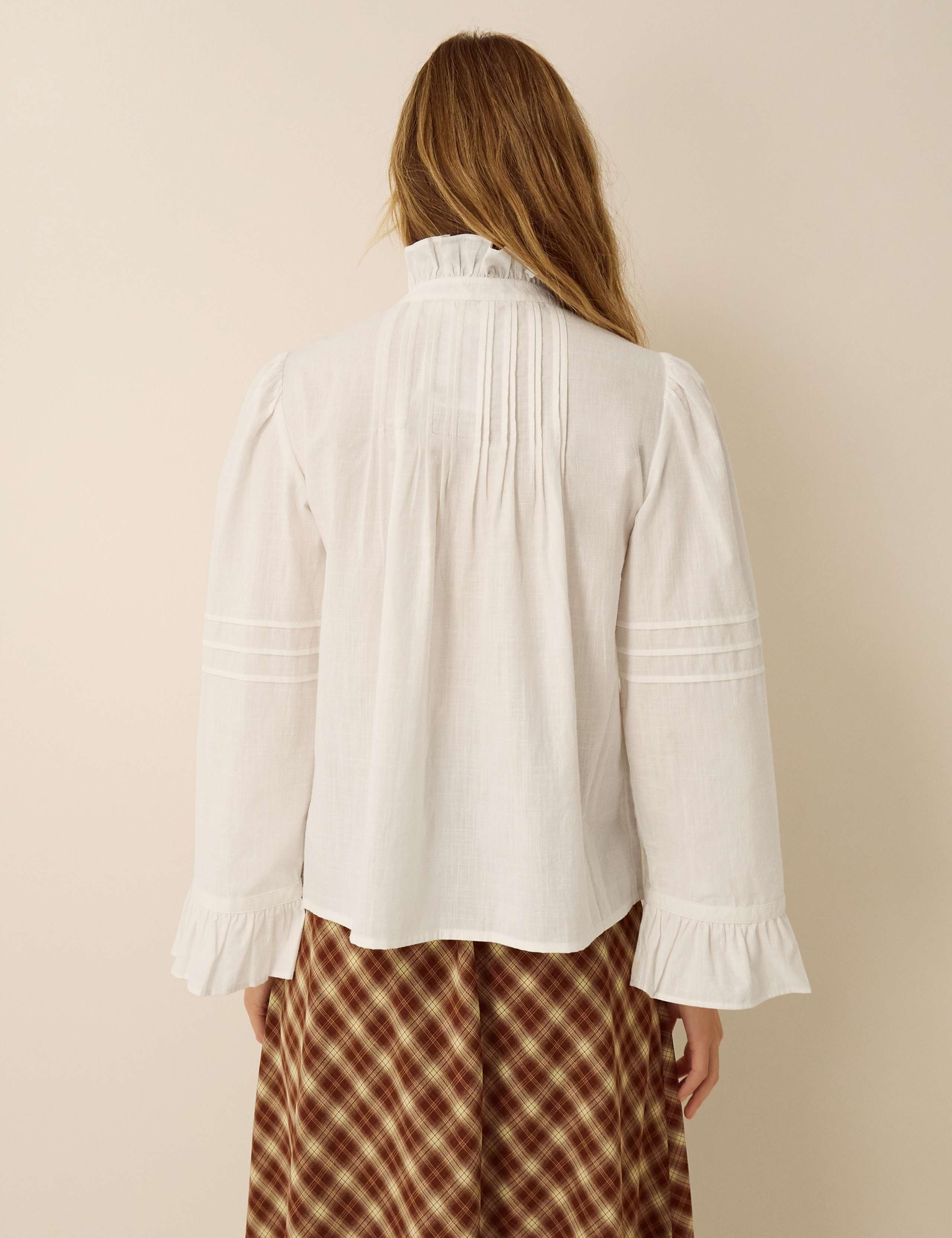 Pure Cotton Textured Frill Pintuck Shirt 2 of 3