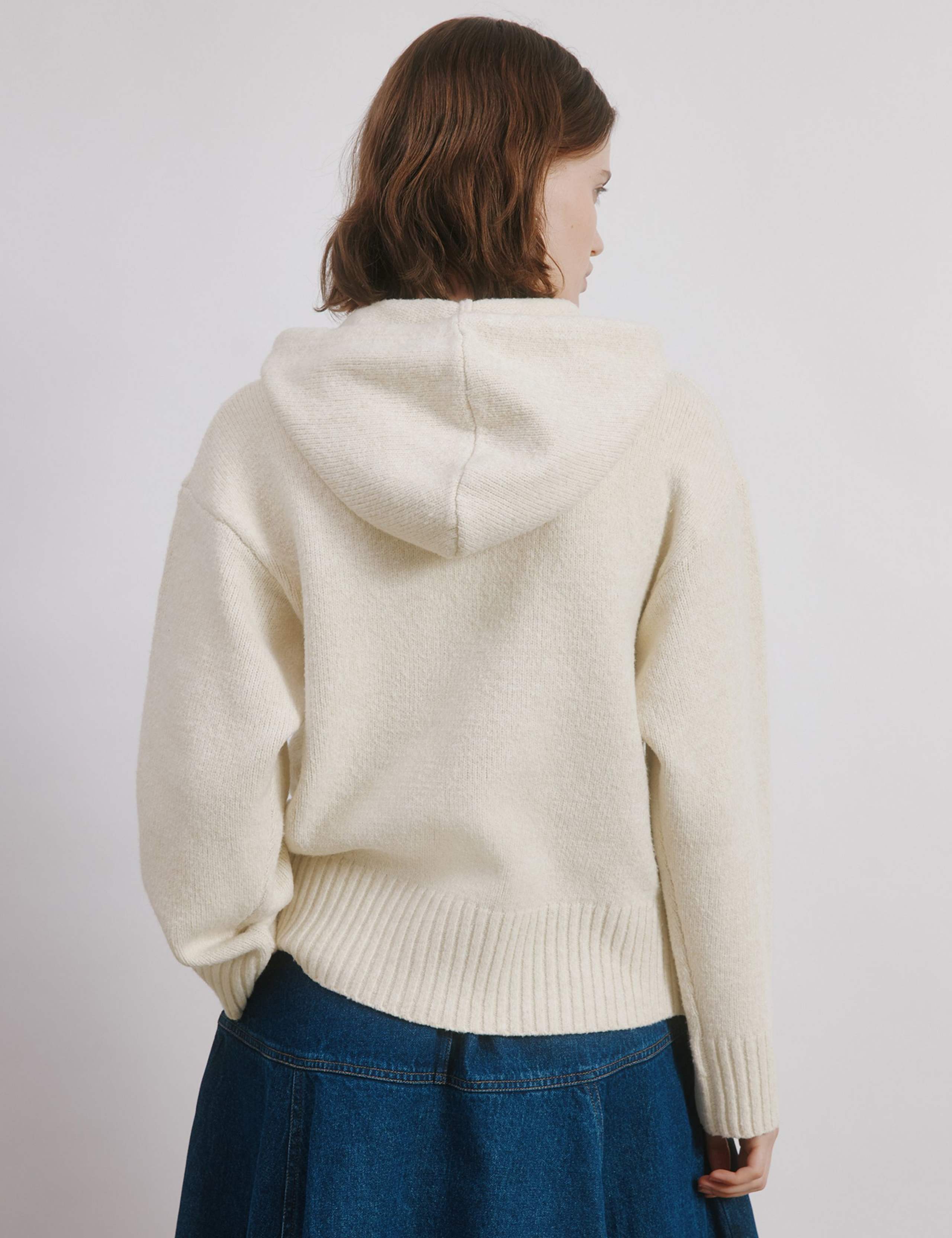 Textured Zip Up Knitted Hoodie with Wool 3 of 4
