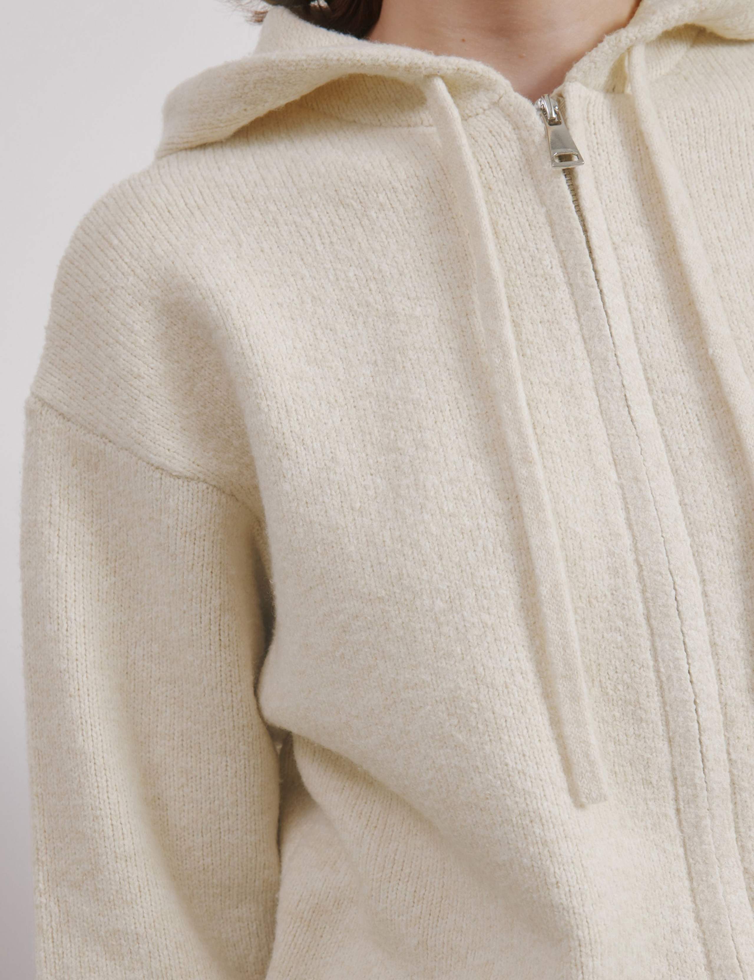 Textured Zip Up Knitted Hoodie with Wool 4 of 4