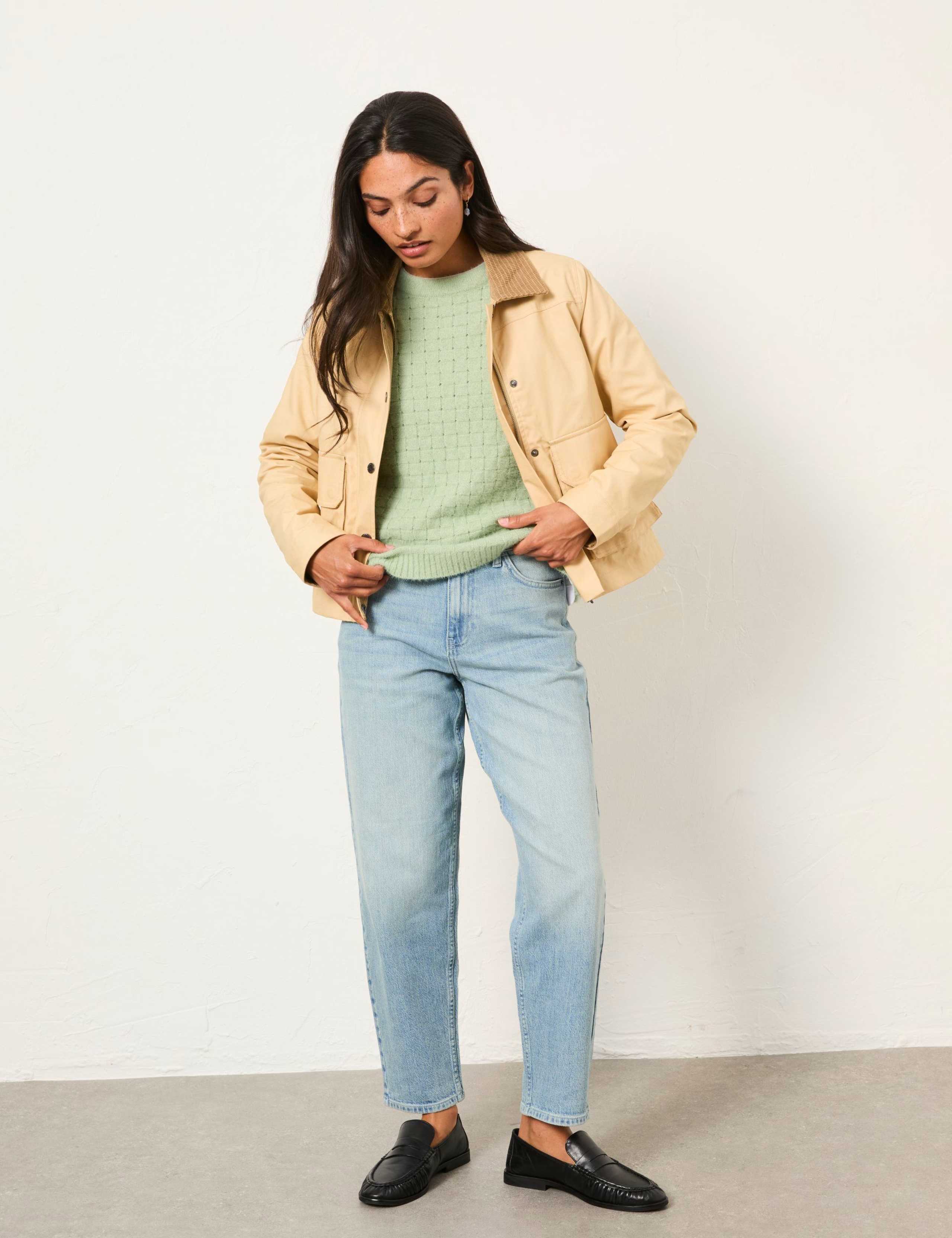 Pure Cotton Collared Cropped Utility Jacket 1 of 6