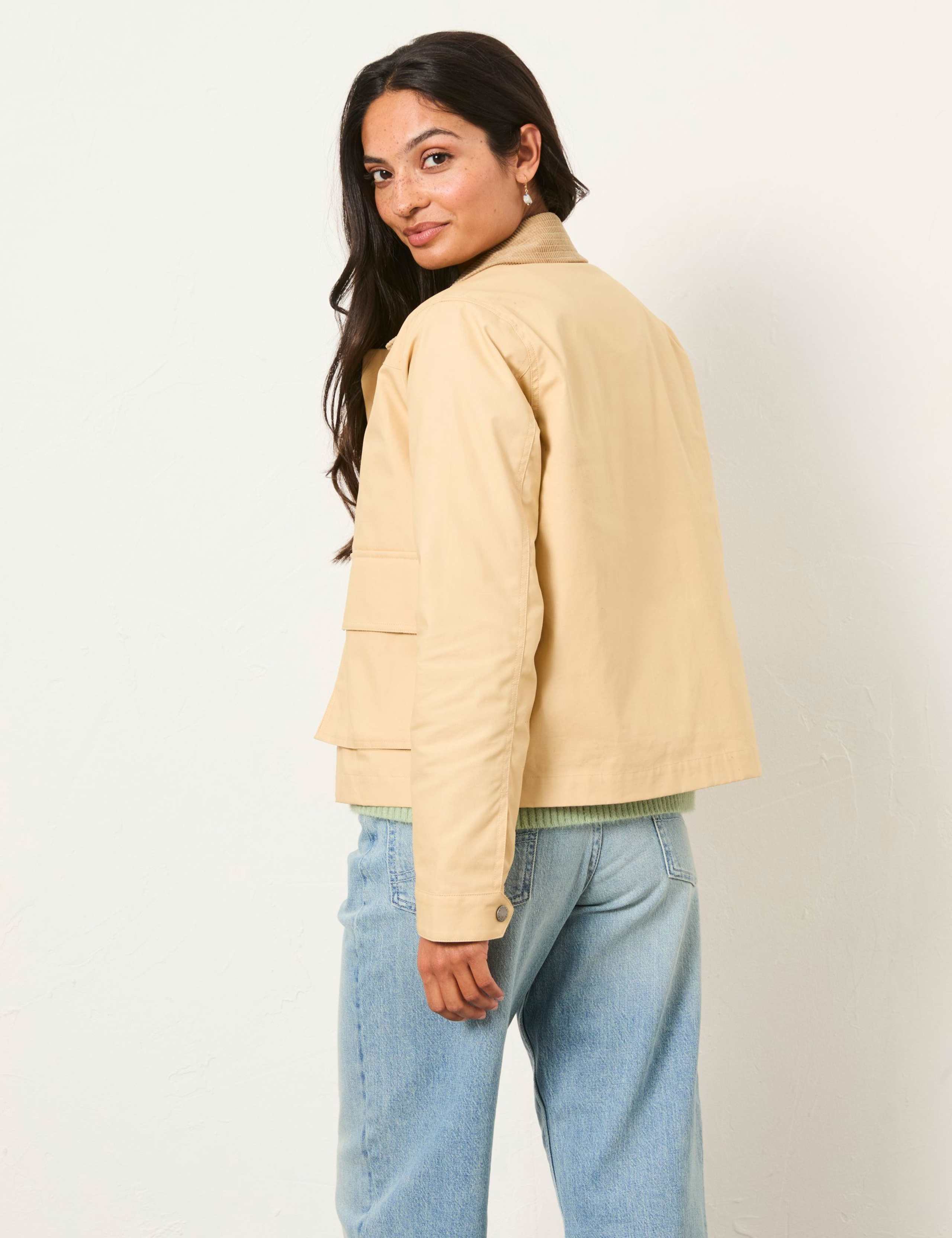 Pure Cotton Collared Cropped Utility Jacket 4 of 6