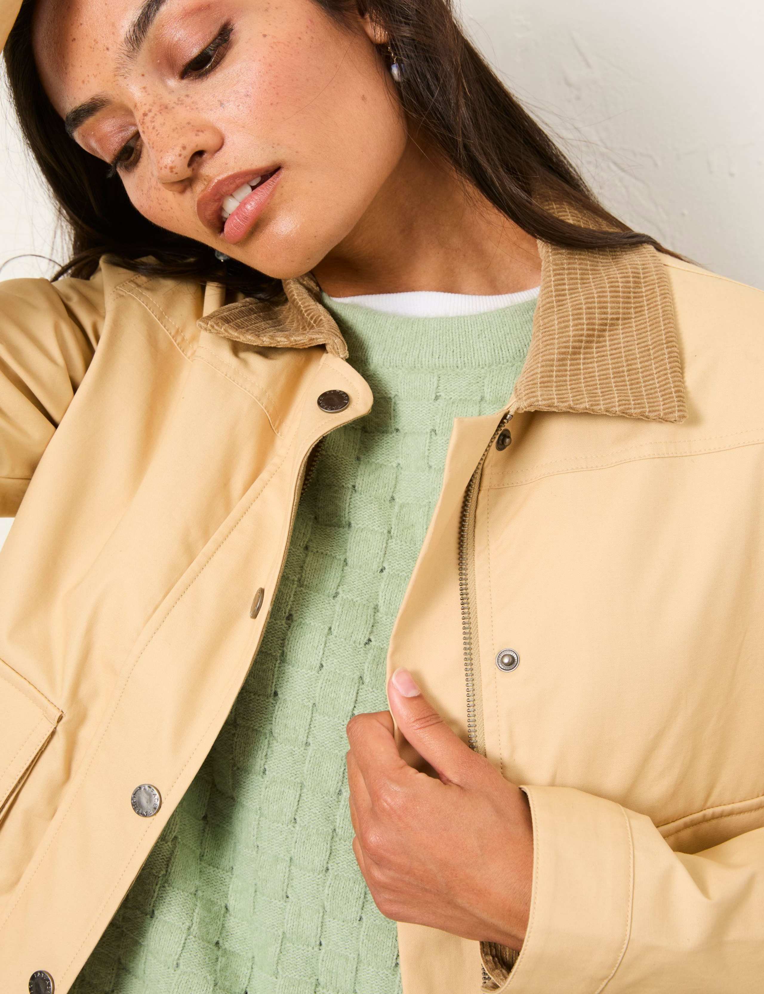 Pure Cotton Collared Cropped Utility Jacket 6 of 6