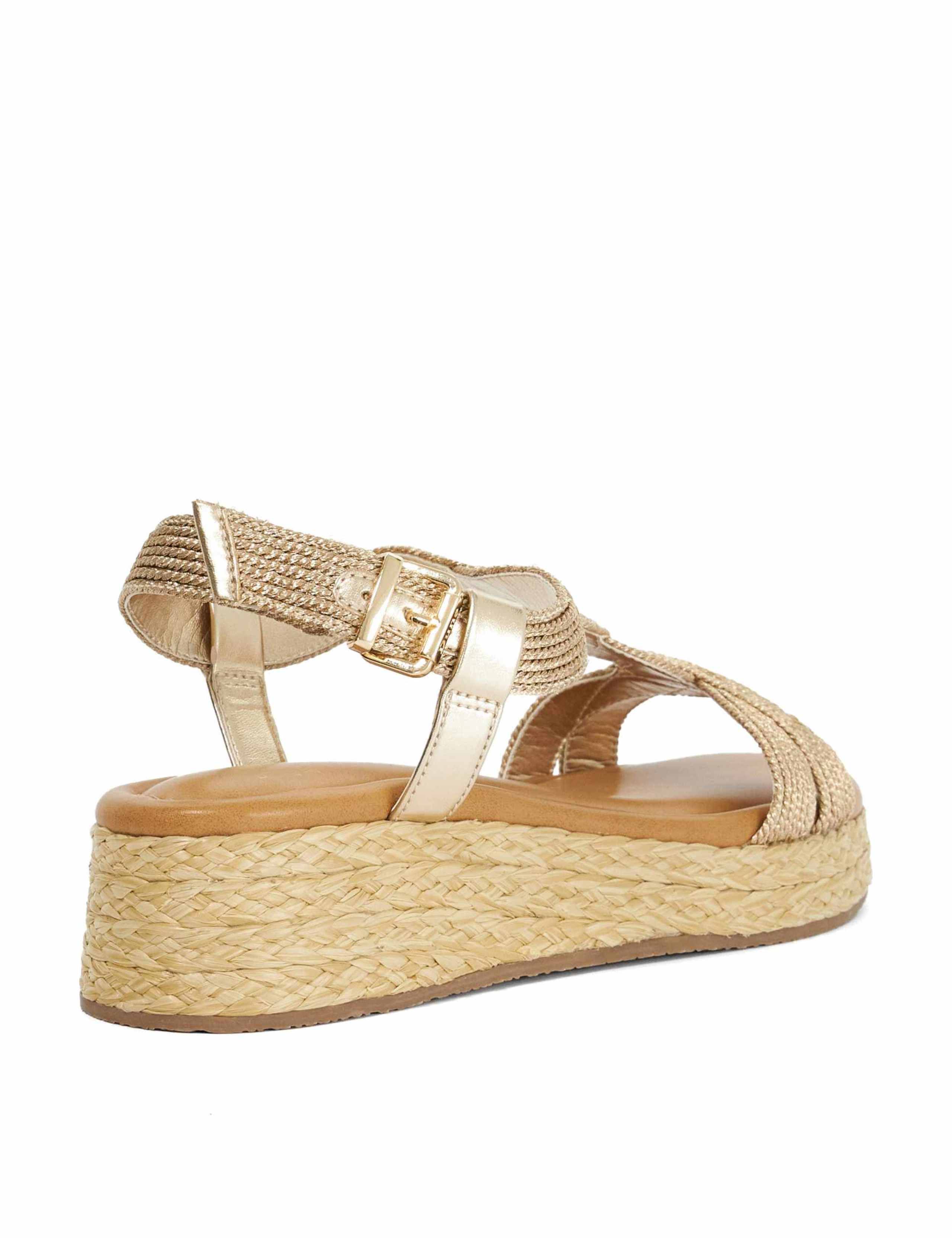 Metallic Buckle Ankle Strap Flatform Sandals 3 of 5