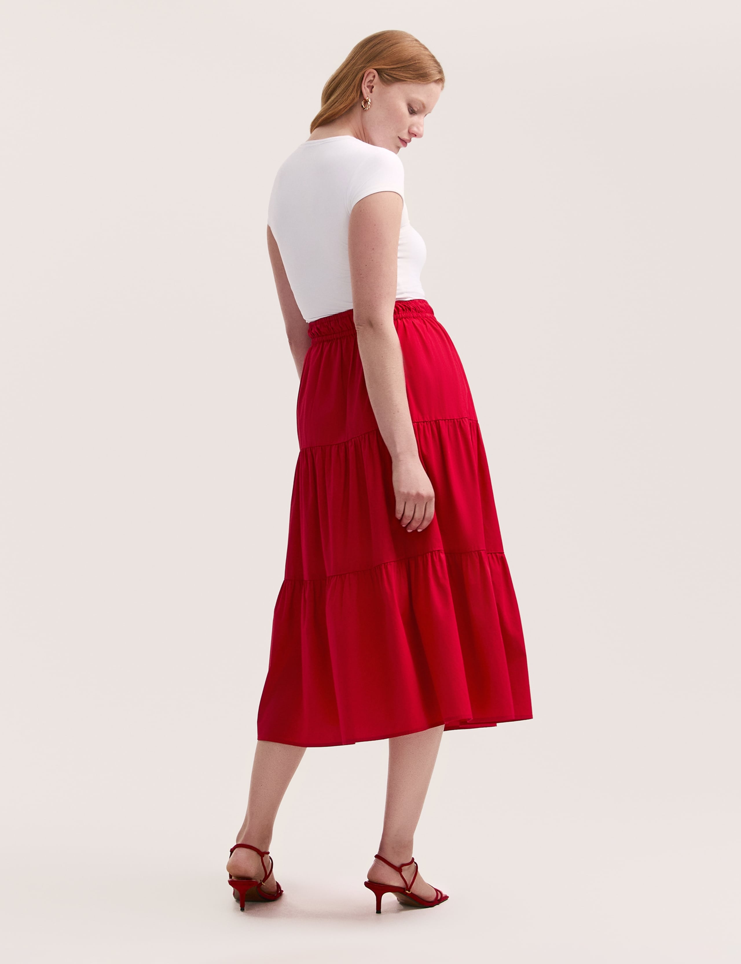 Pure Cotton Midi Tiered Skirt 3 of 4
