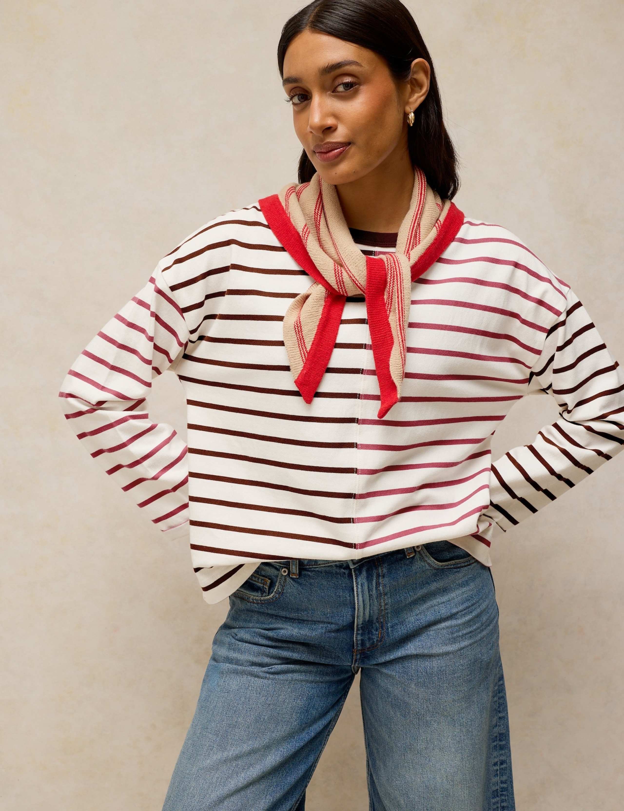 Pure Cotton Striped Crew Neck T-Shirt 1 of 6