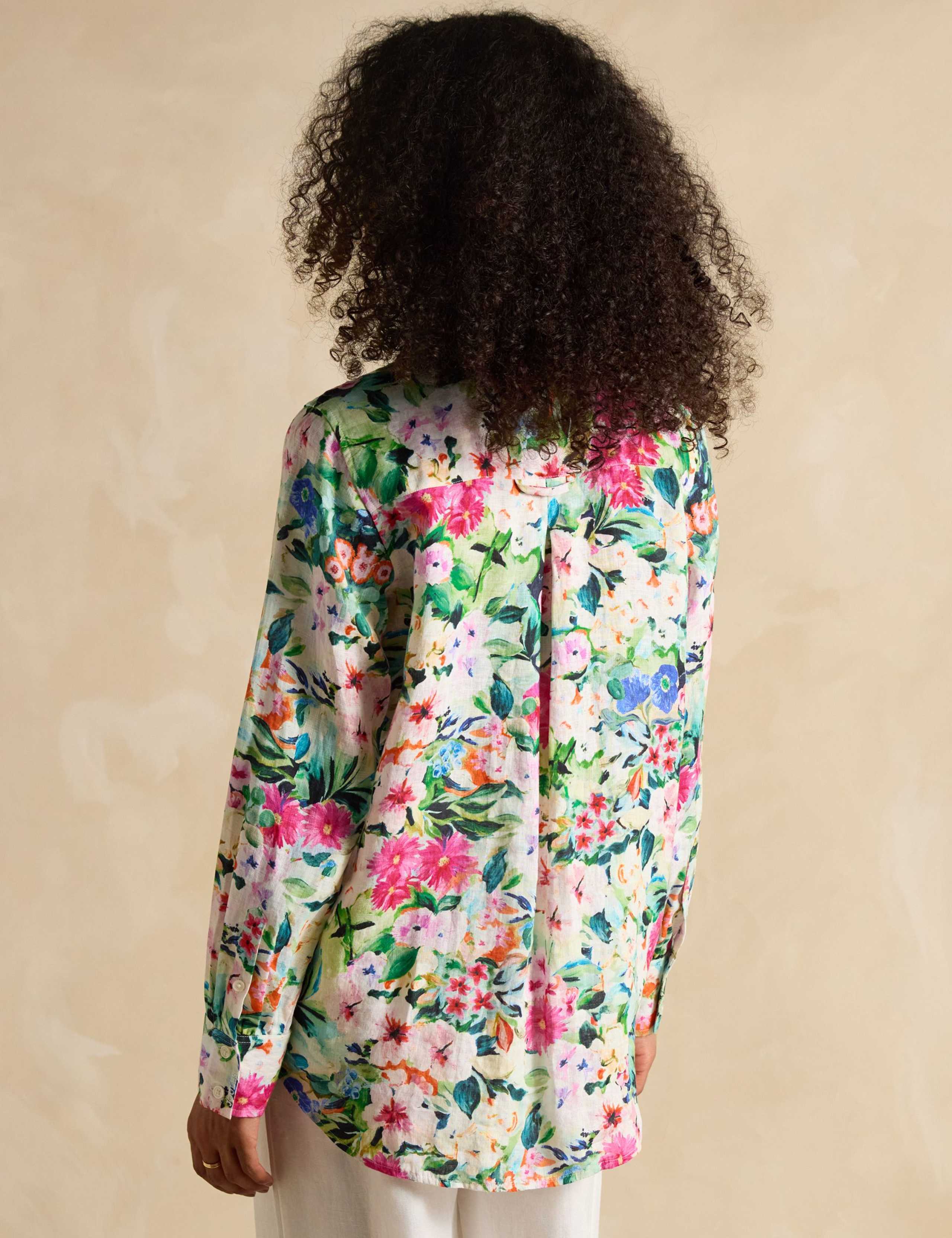 Pure Linen Floral Collared Shirt 3 of 6