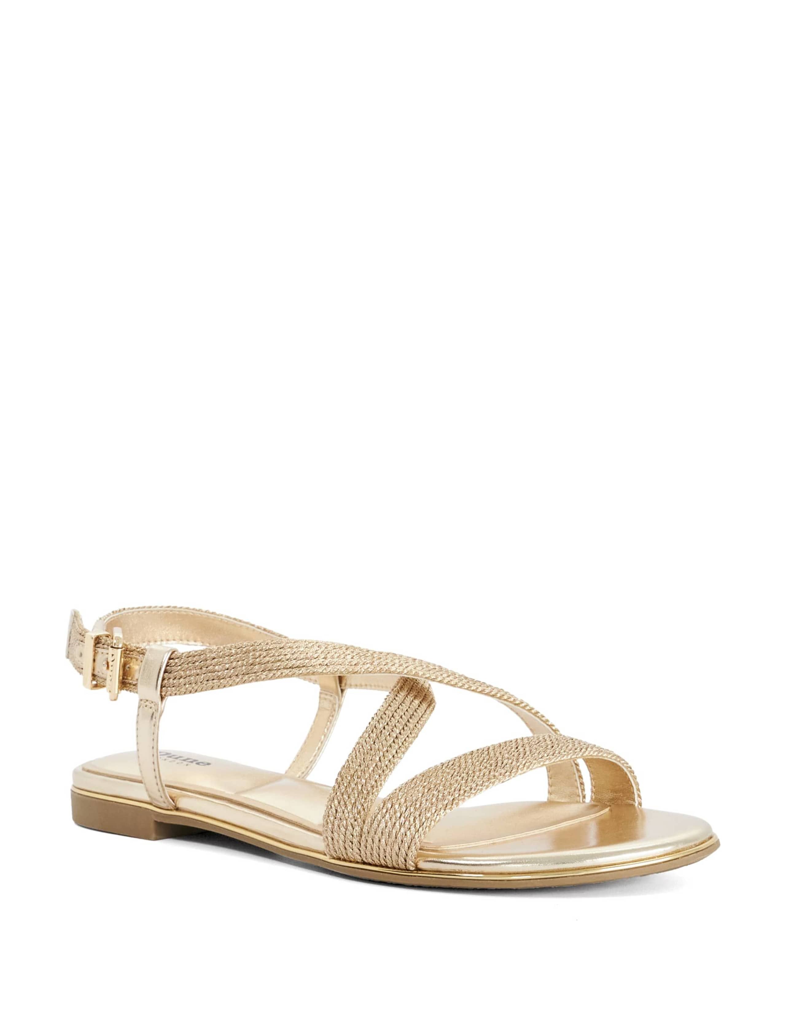 Metallic Buckle Ankle Strap Flat Sandals 3 of 6