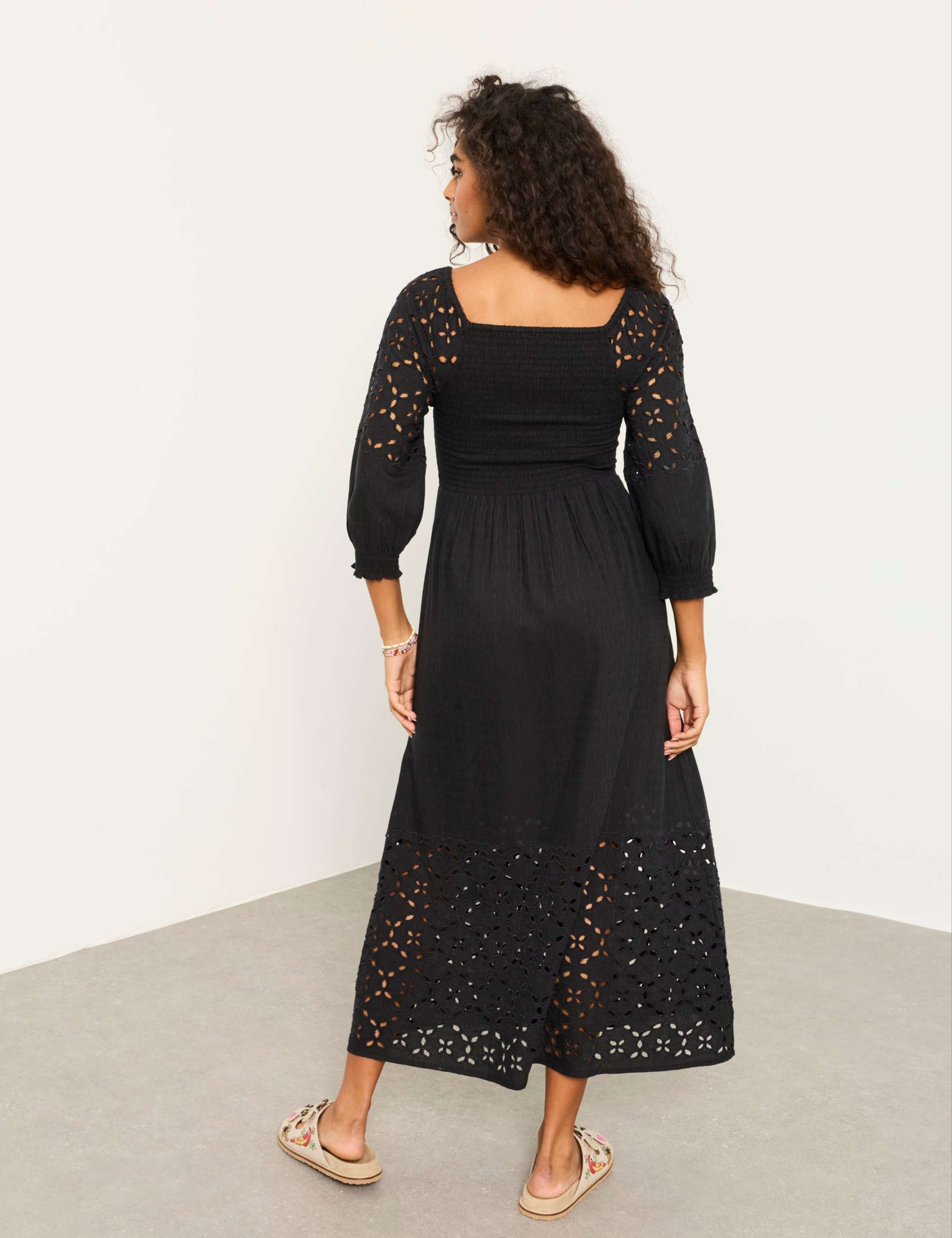 Broderie Square Neck Midi Waisted Dress 3 of 6