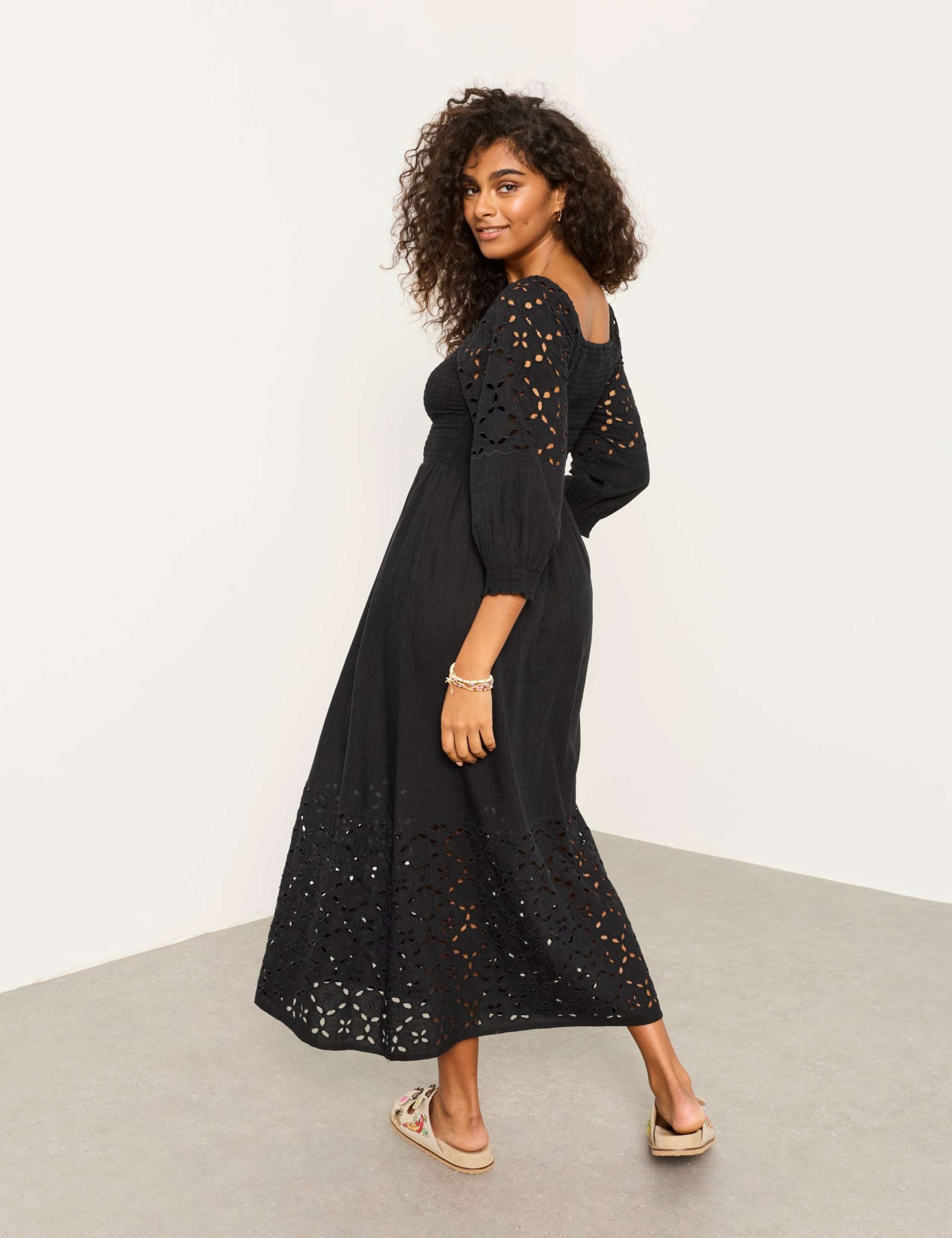 Broderie Square Neck Midi Waisted Dress 5 of 6