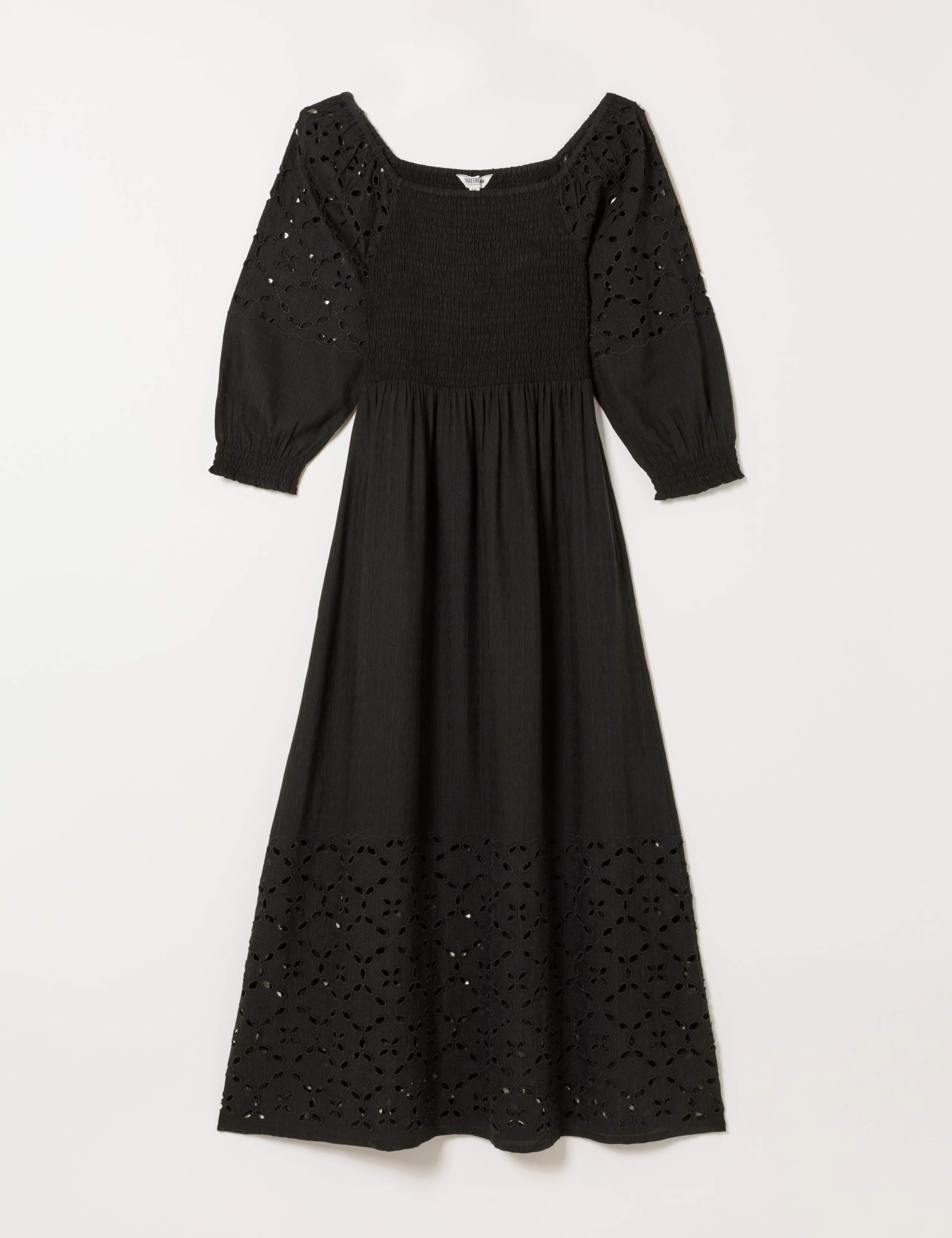 Broderie Square Neck Midi Waisted Dress 2 of 6