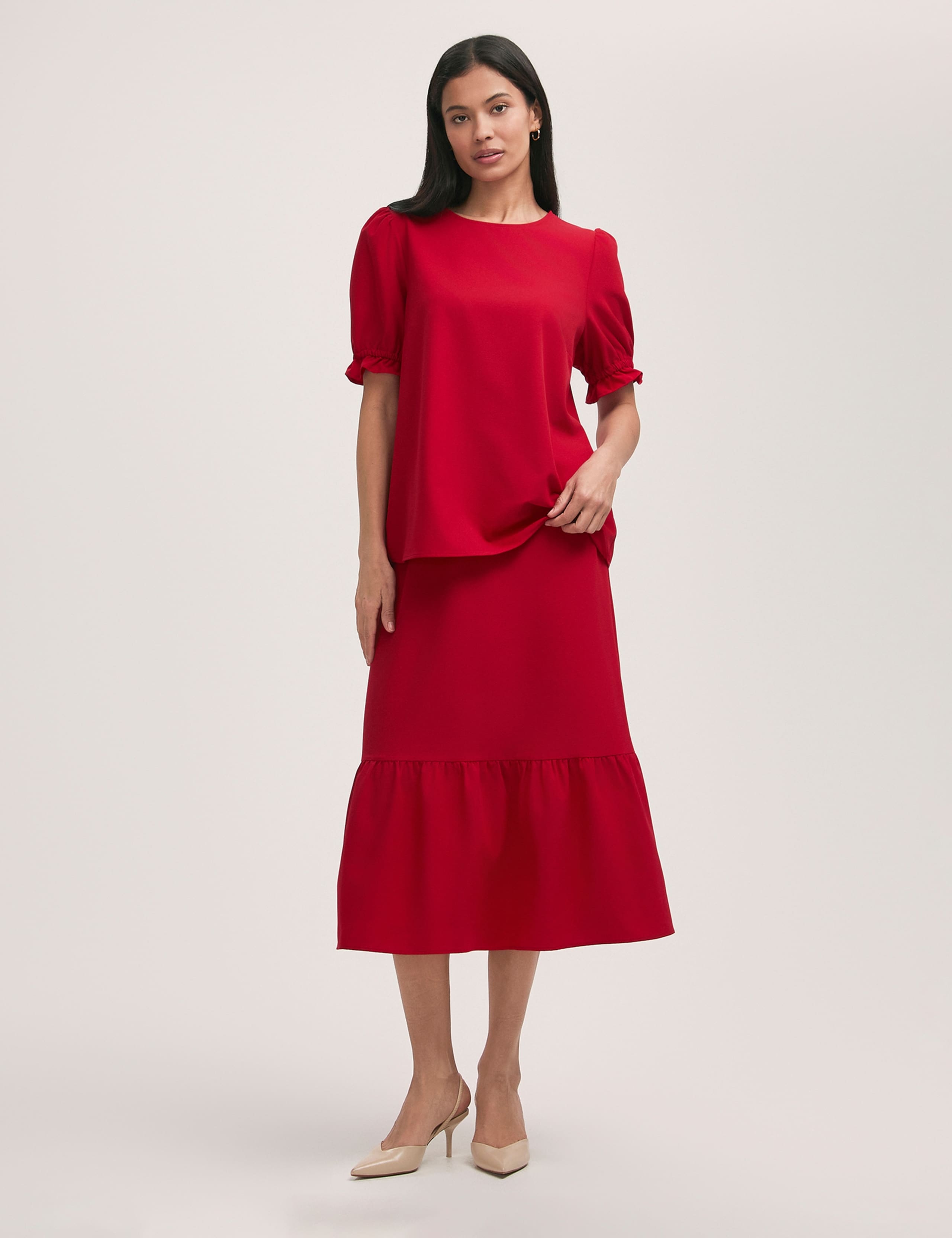 Crepe Midi Tiered Skirt 3 of 4