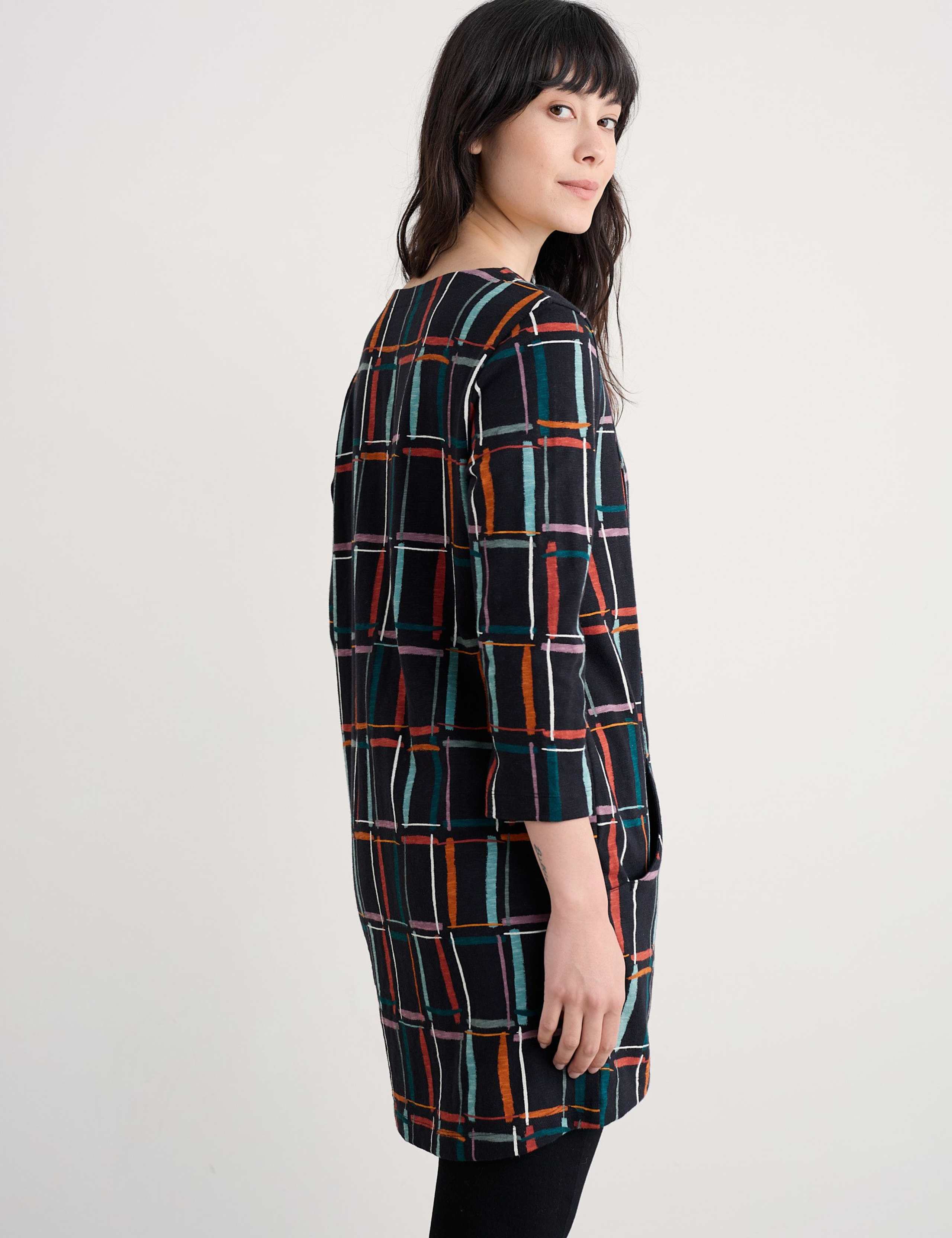 Pure Cotton Geometric Relaxed Pocket Tunic 4 of 5