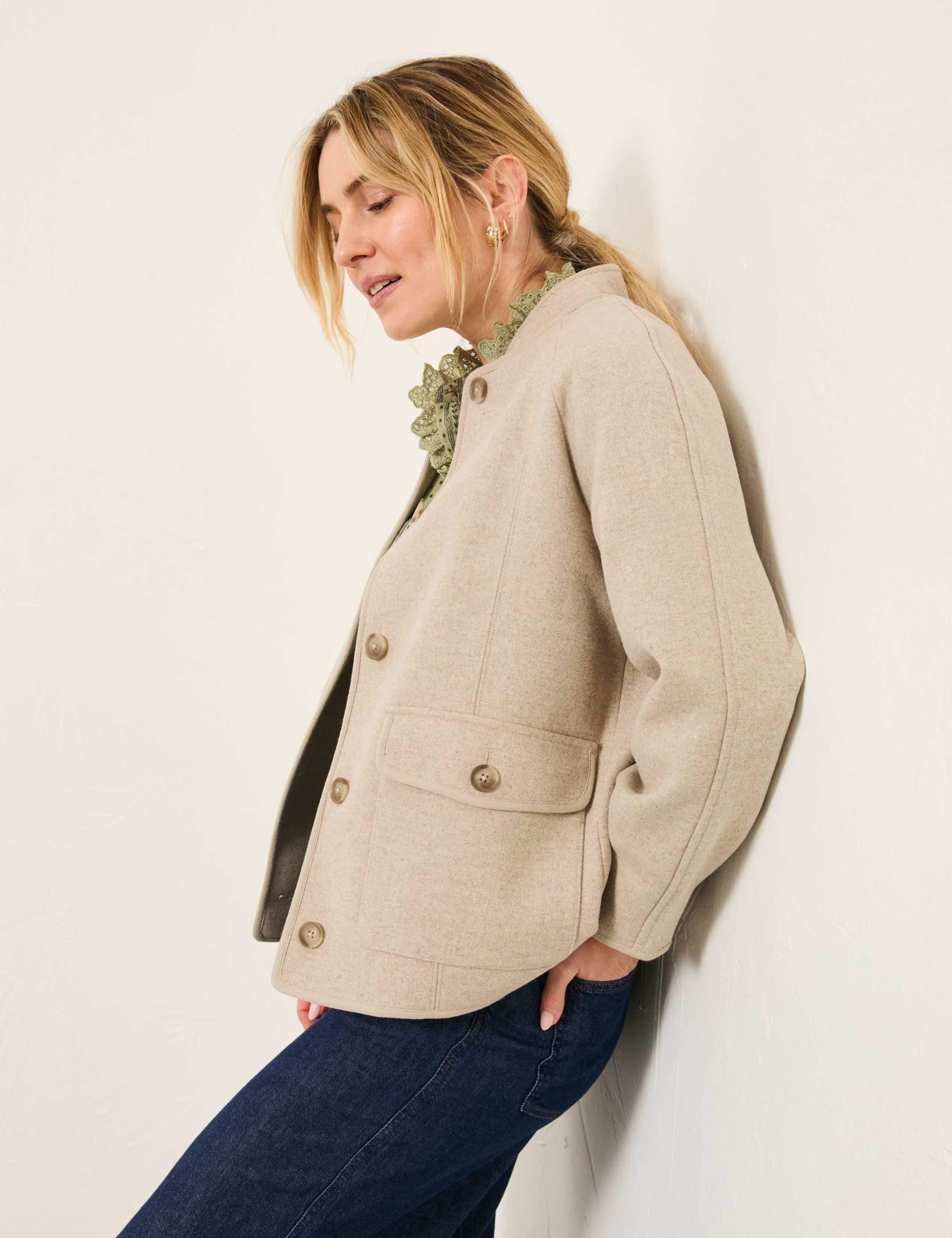 Wool Blend Collared Utility Jacket 6 of 6