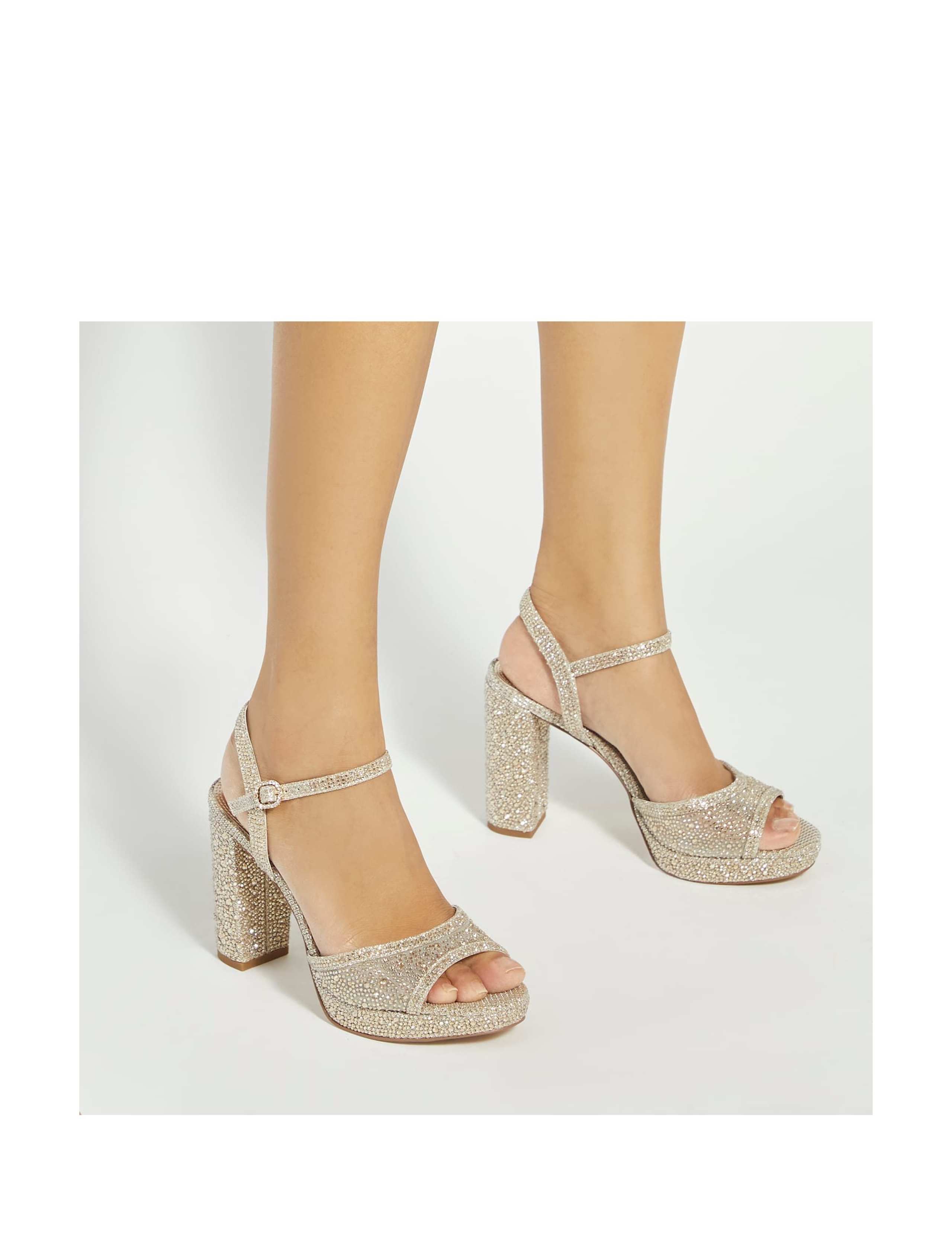 Diamante Platform Almond Toe Sandals 4 of 6