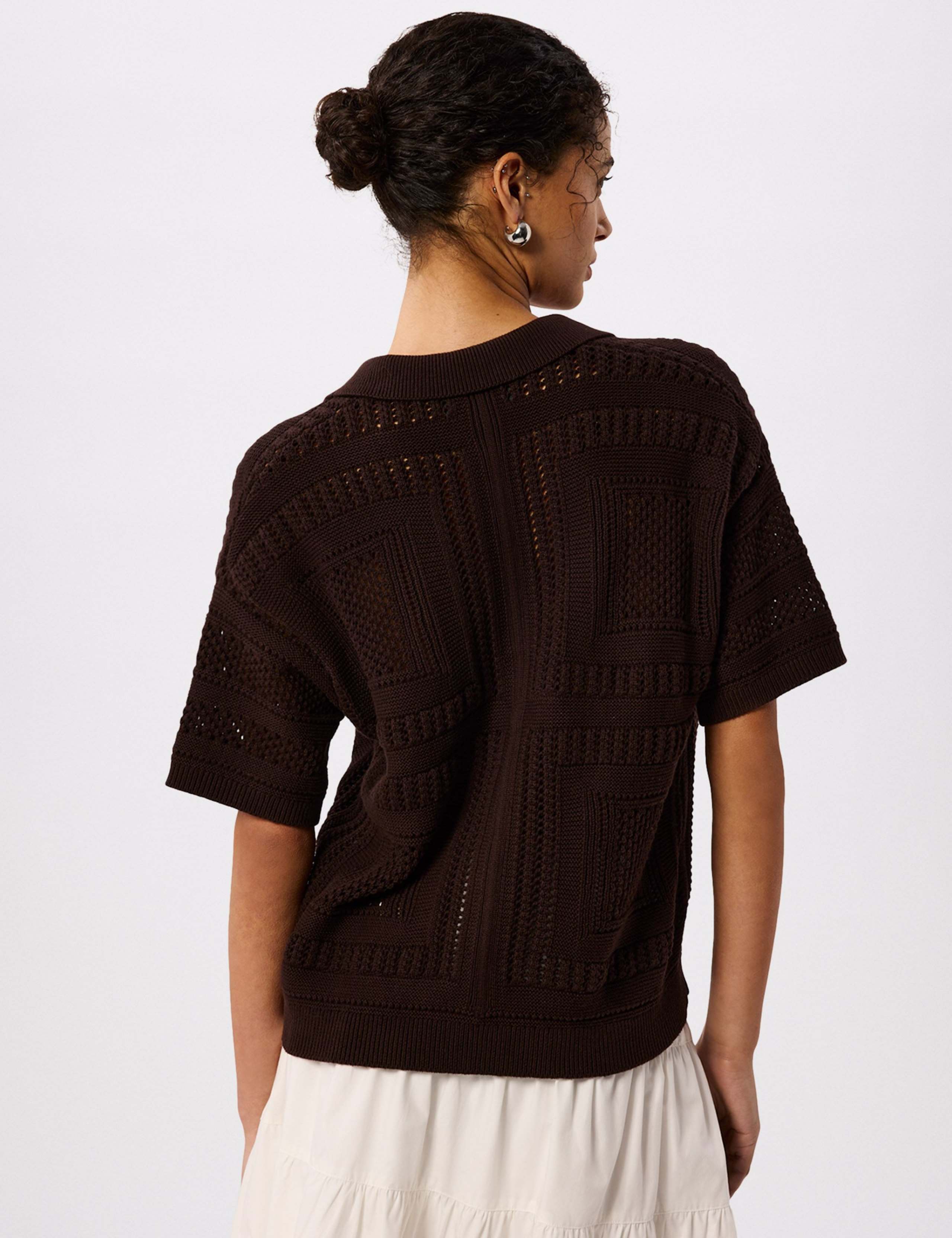 Pure Cotton Open Knit Polo Top 3 of 4