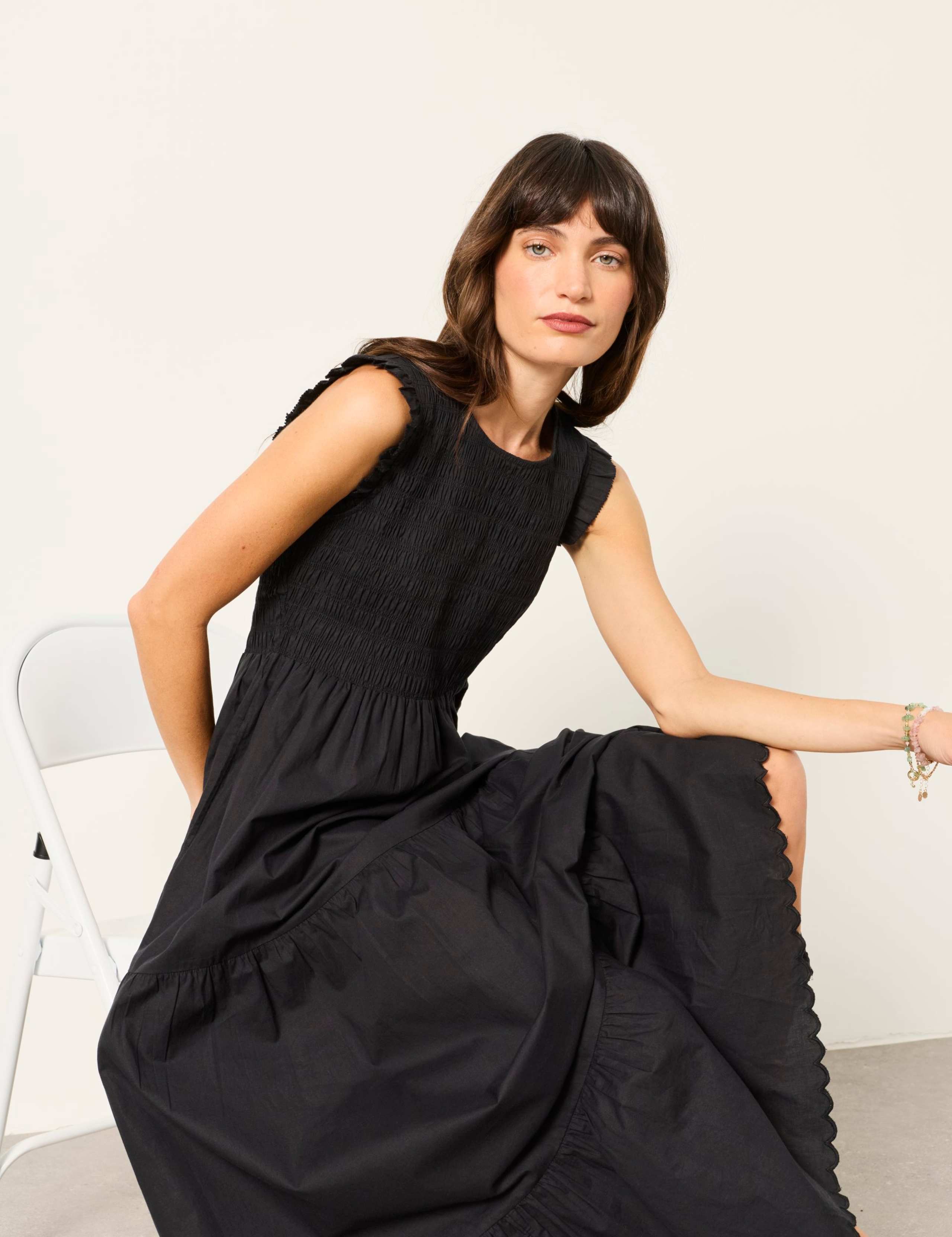 Pure Cotton Round Neck Maxi Tiered Dress 5 of 6