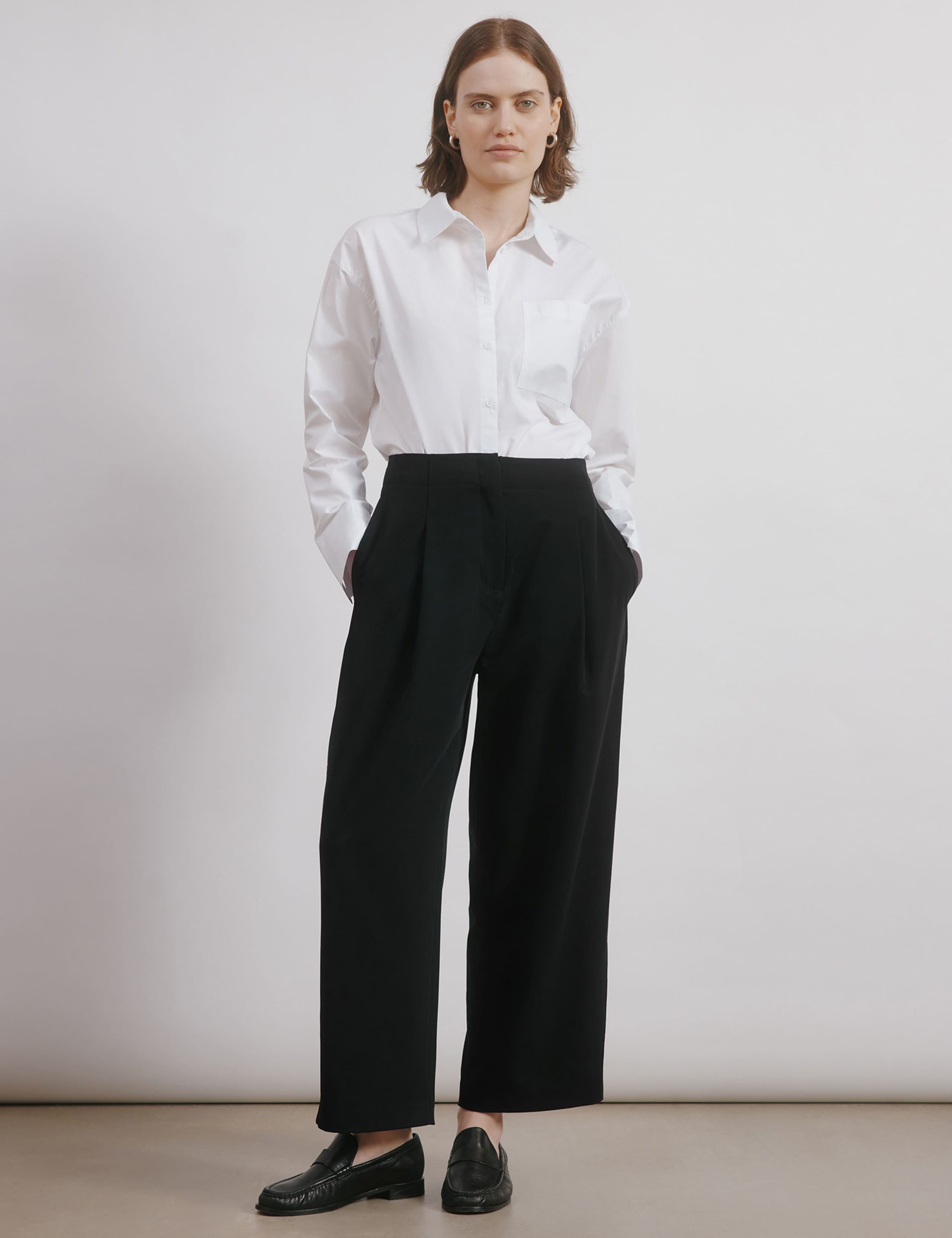 Tailored Barrel Leg Ankle Grazer Trousers 1 of 5