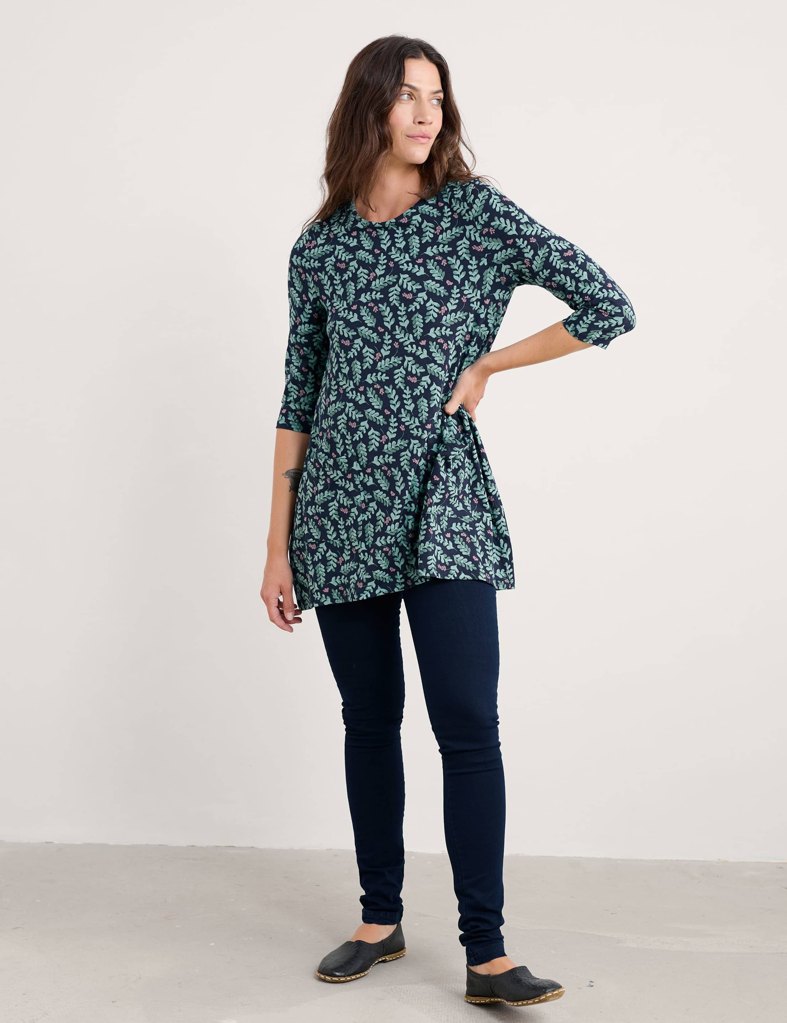 Cotton Blend Jersey Floral Longline Tunic 3 of 5