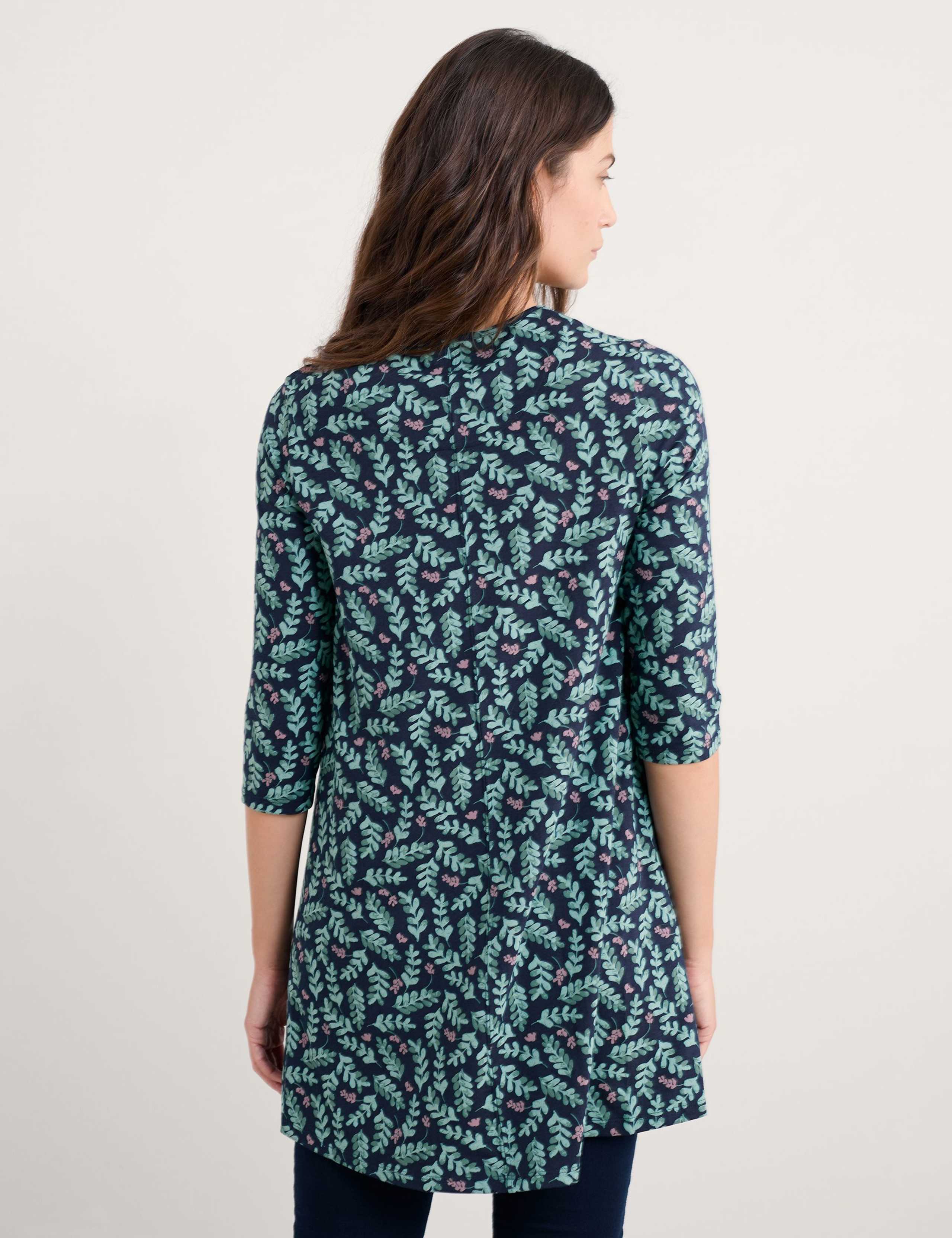 Cotton Blend Jersey Floral Longline Tunic 4 of 5