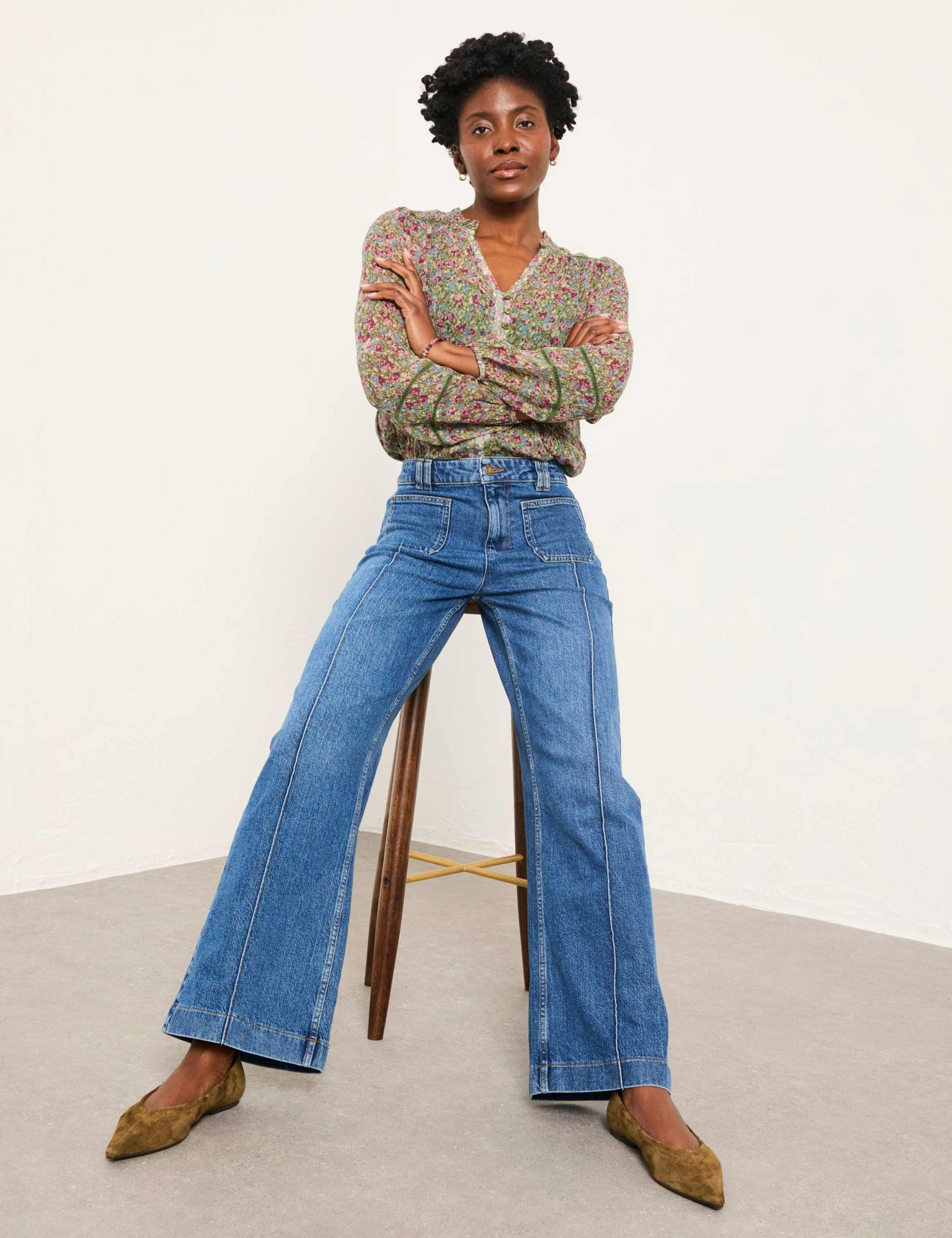 Mid Rise Crease Front Flared Jeans 6 of 6