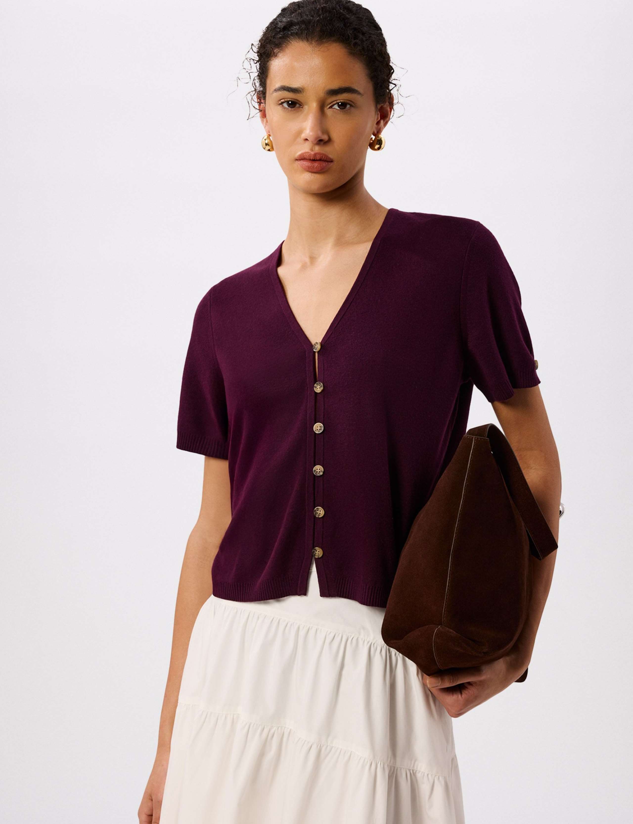Cotton Rich Button Front Relaxed Cardigan 3 of 6