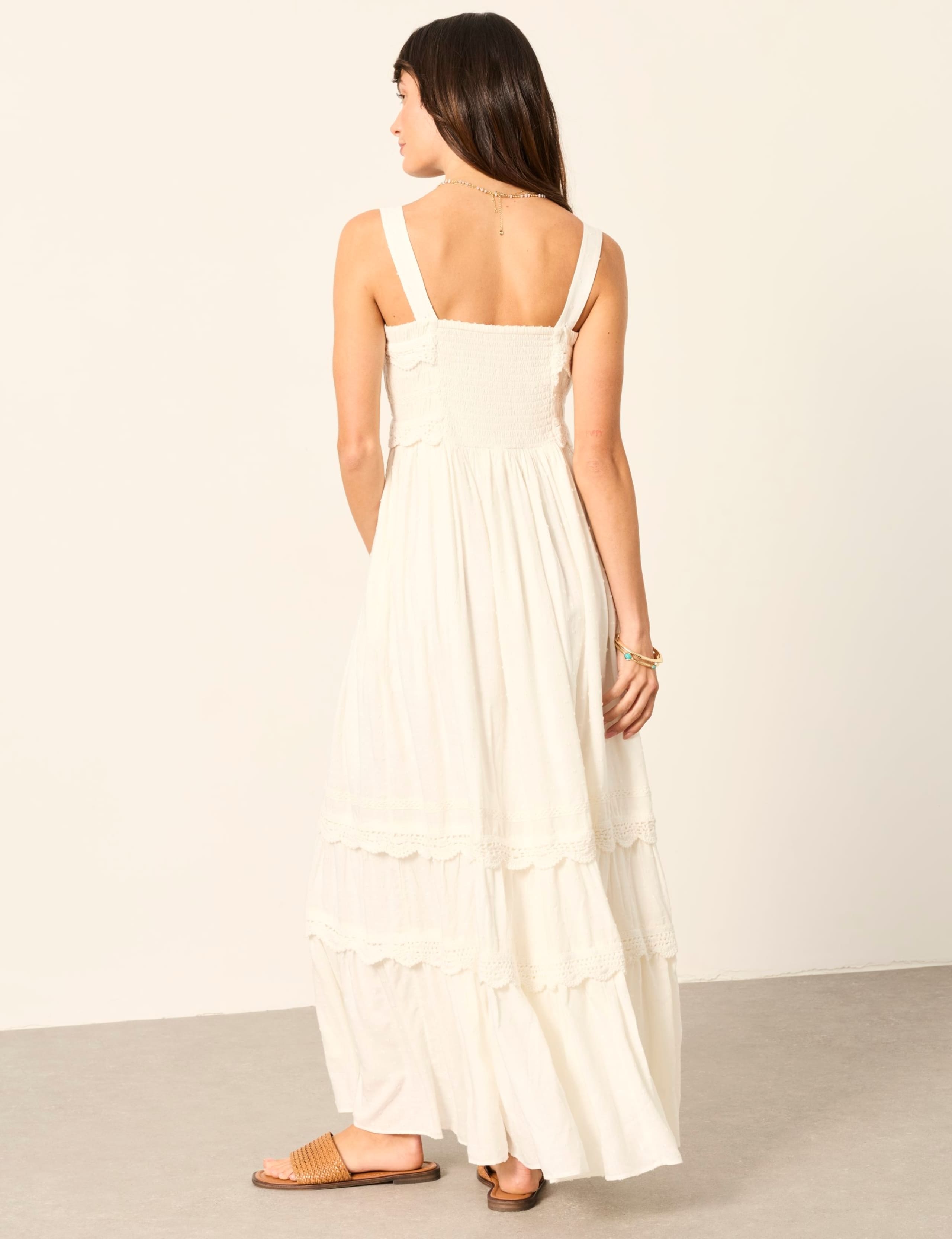 Embroidered Square Neck Midi Tiered Dress 3 of 6
