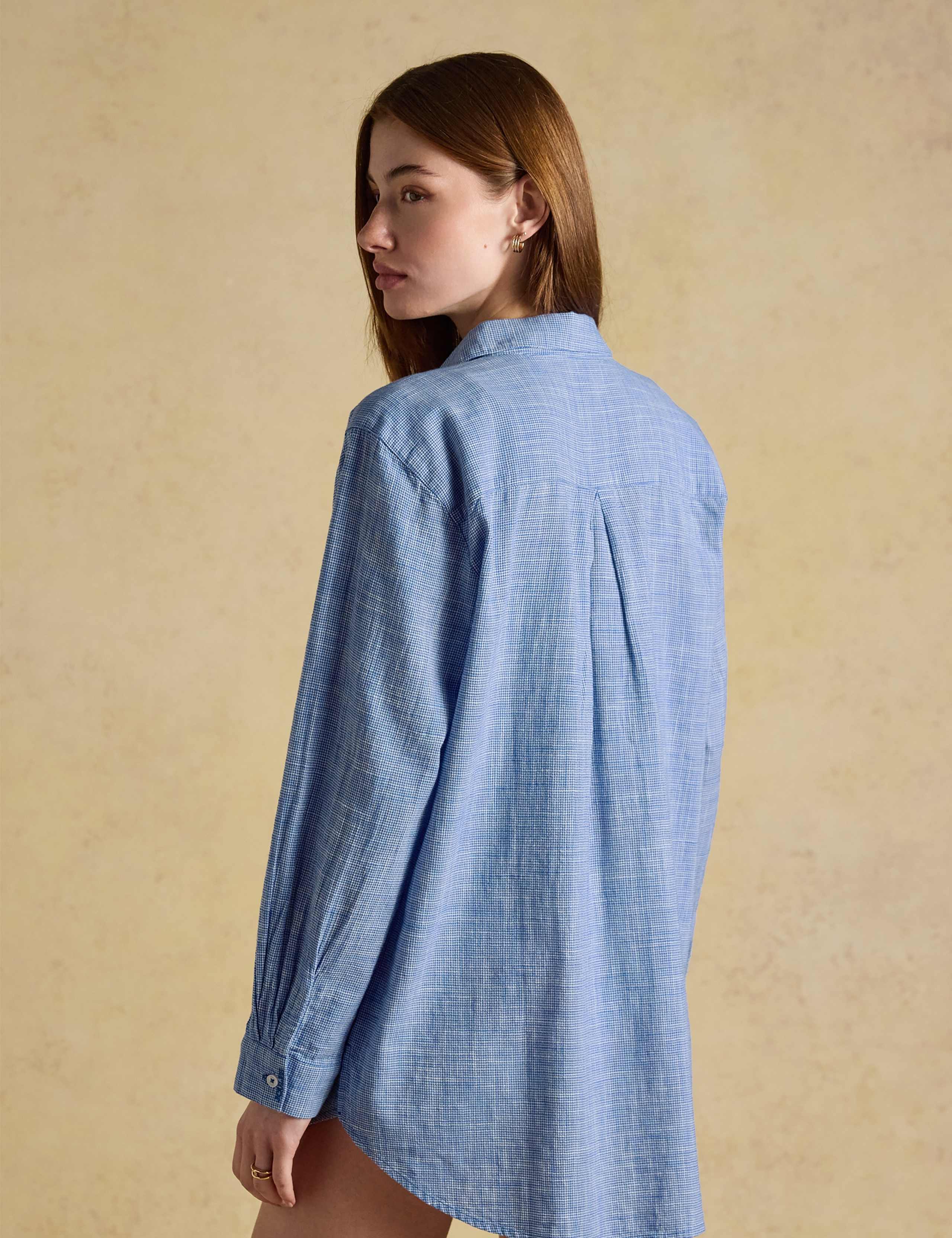 Pure Cotton Checked Longline Shirt 5 of 7