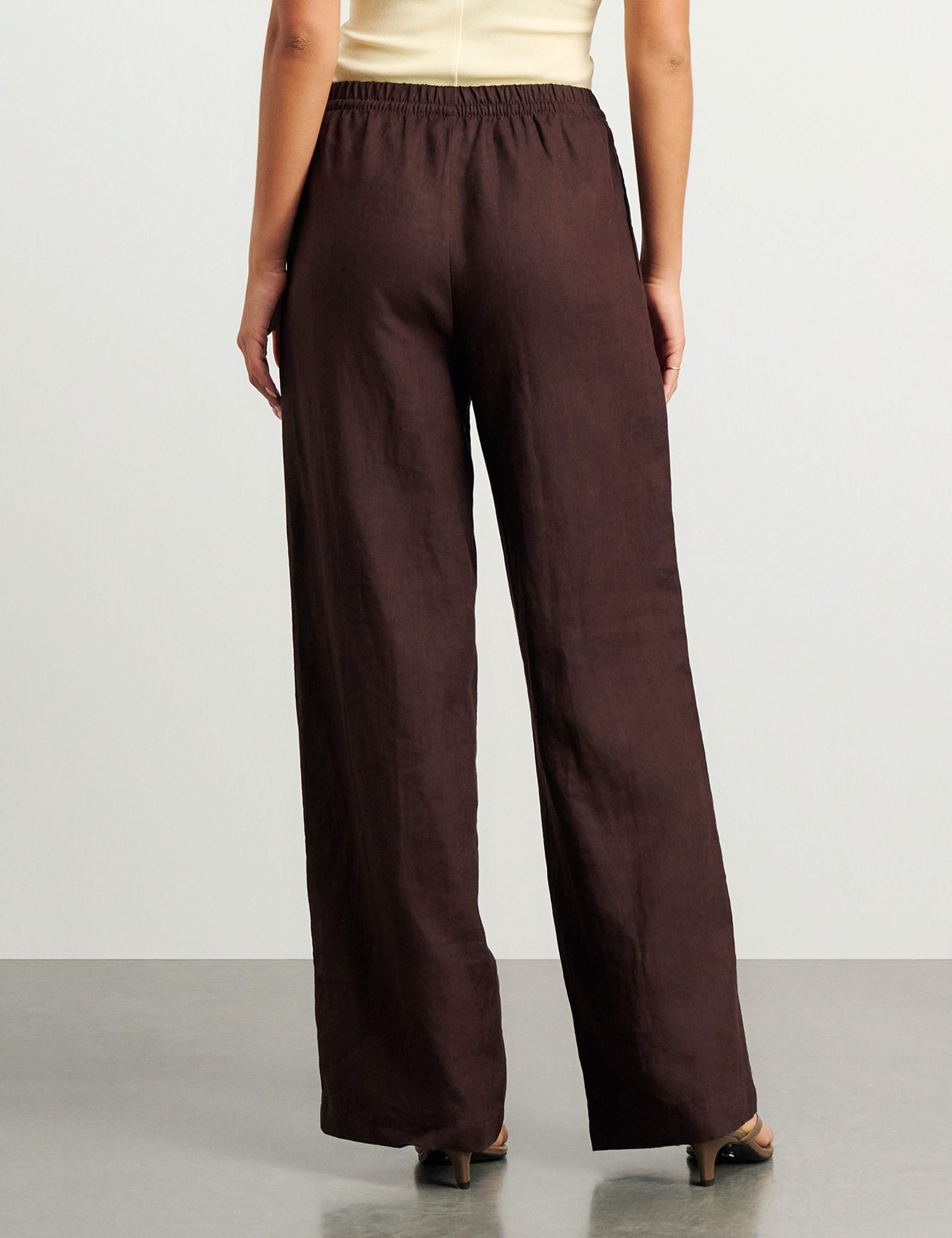 Pure Linen Drawstring Wide Leg Trousers 5 of 6