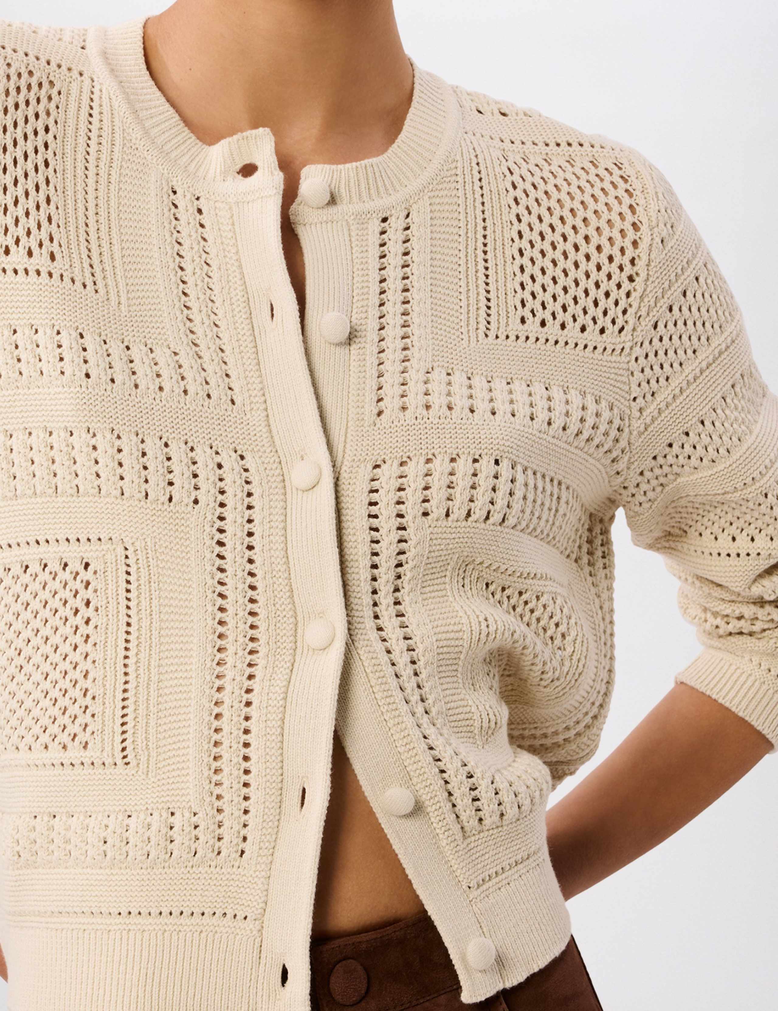 Pure Cotton Open Knit Button Front Cardigan 5 of 6