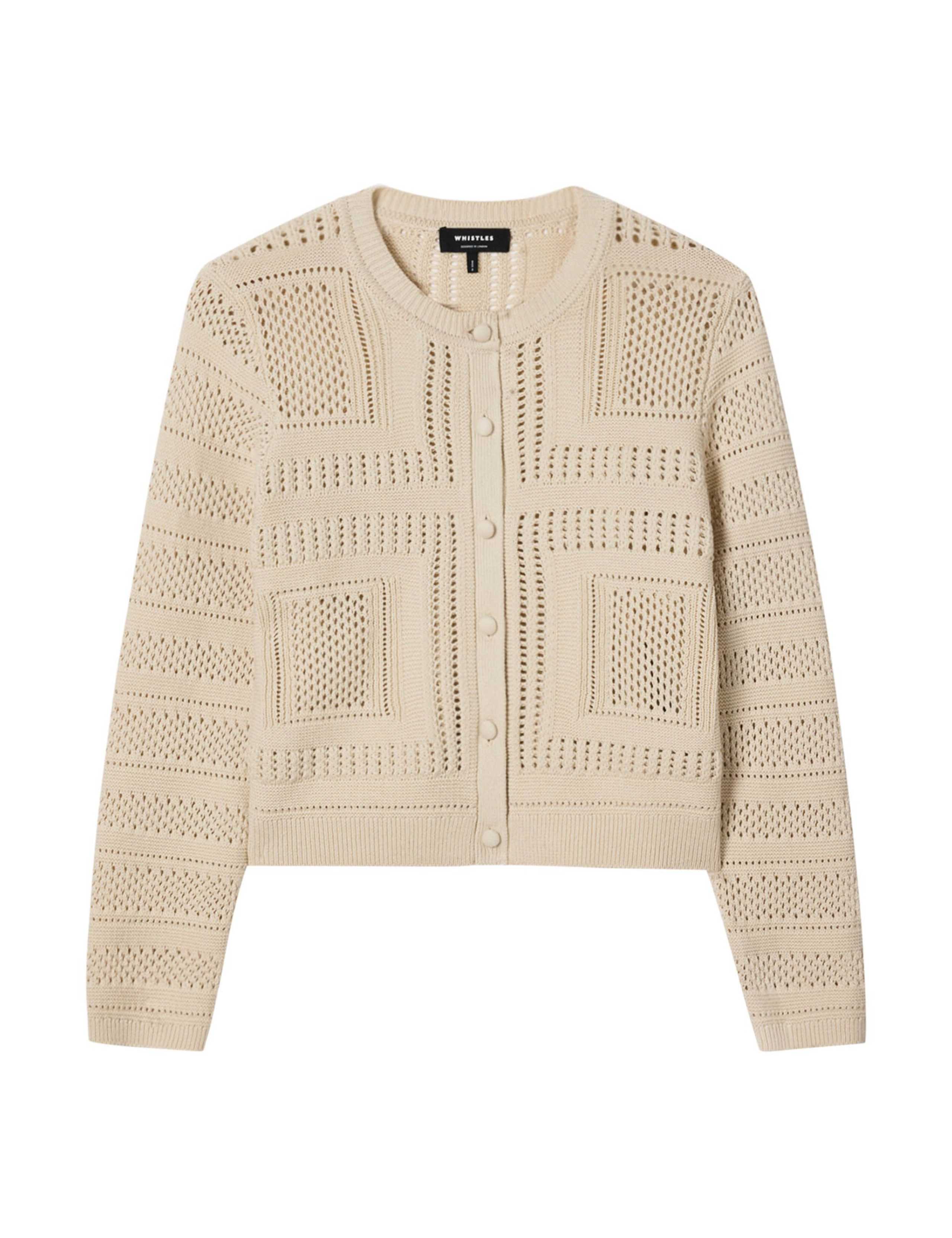 Pure Cotton Open Knit Button Front Cardigan 2 of 6