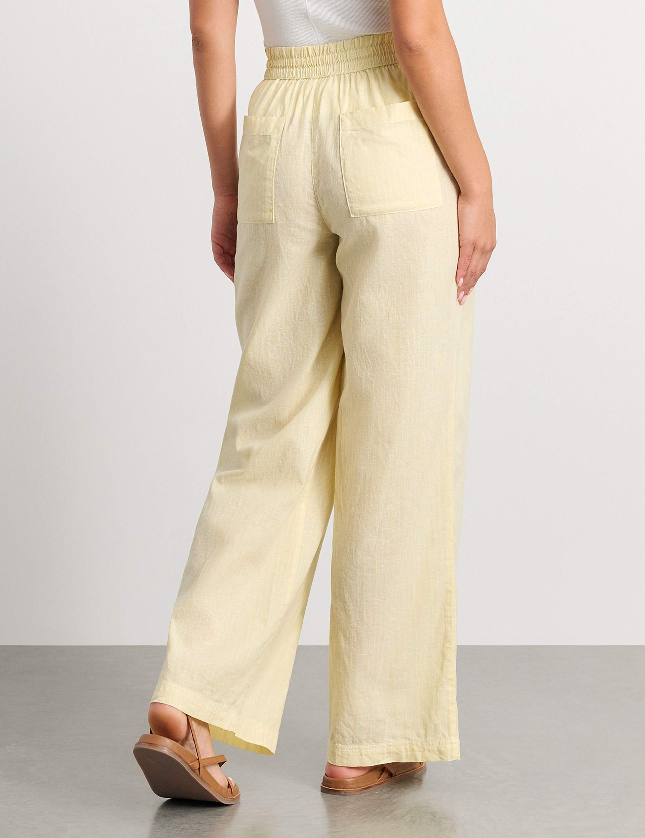 Linen Rich Striped Wide Leg Trousers 4 of 5
