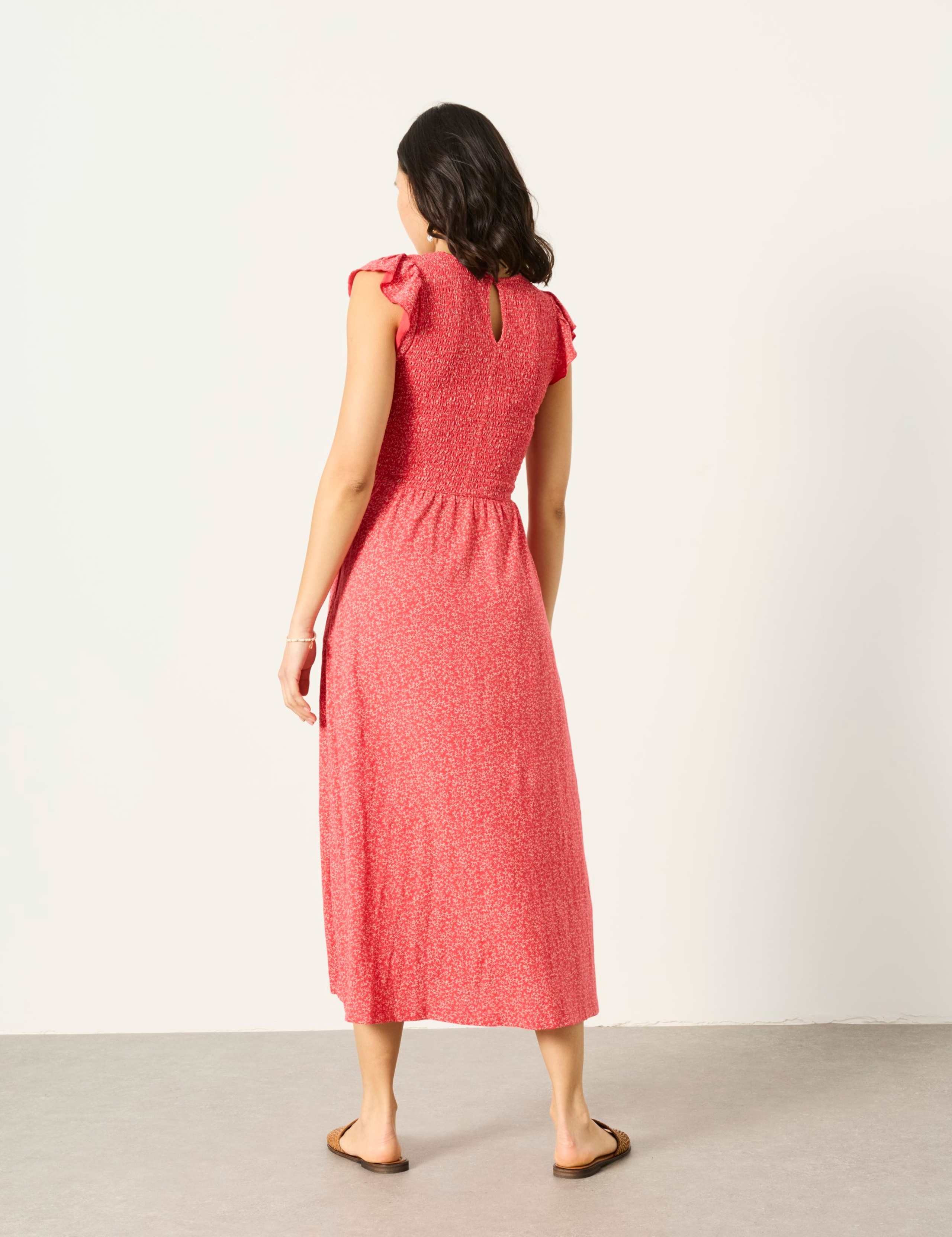 Pure Cotton Jersey Floral Midi Waisted Dress 3 of 6